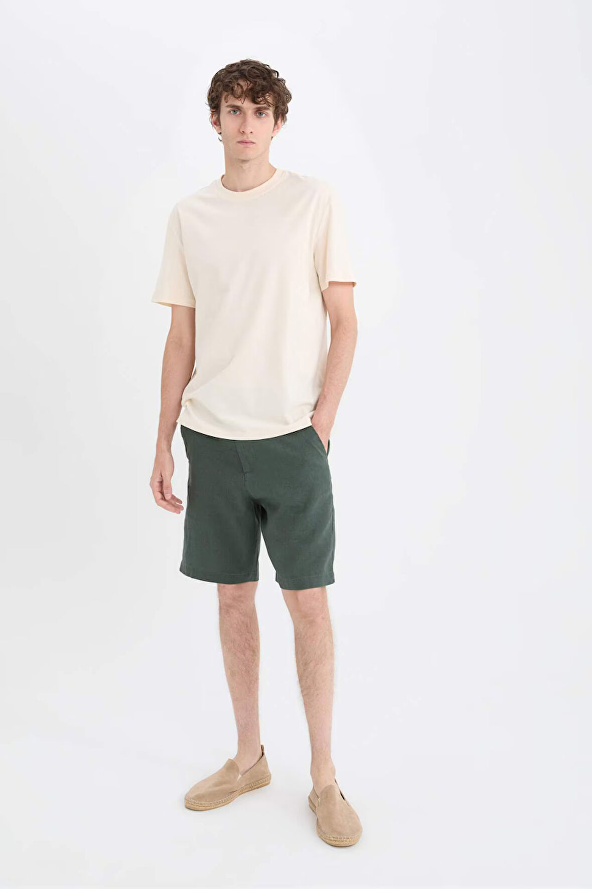 Regular Fit Yazlık Keten Bermuda Şort