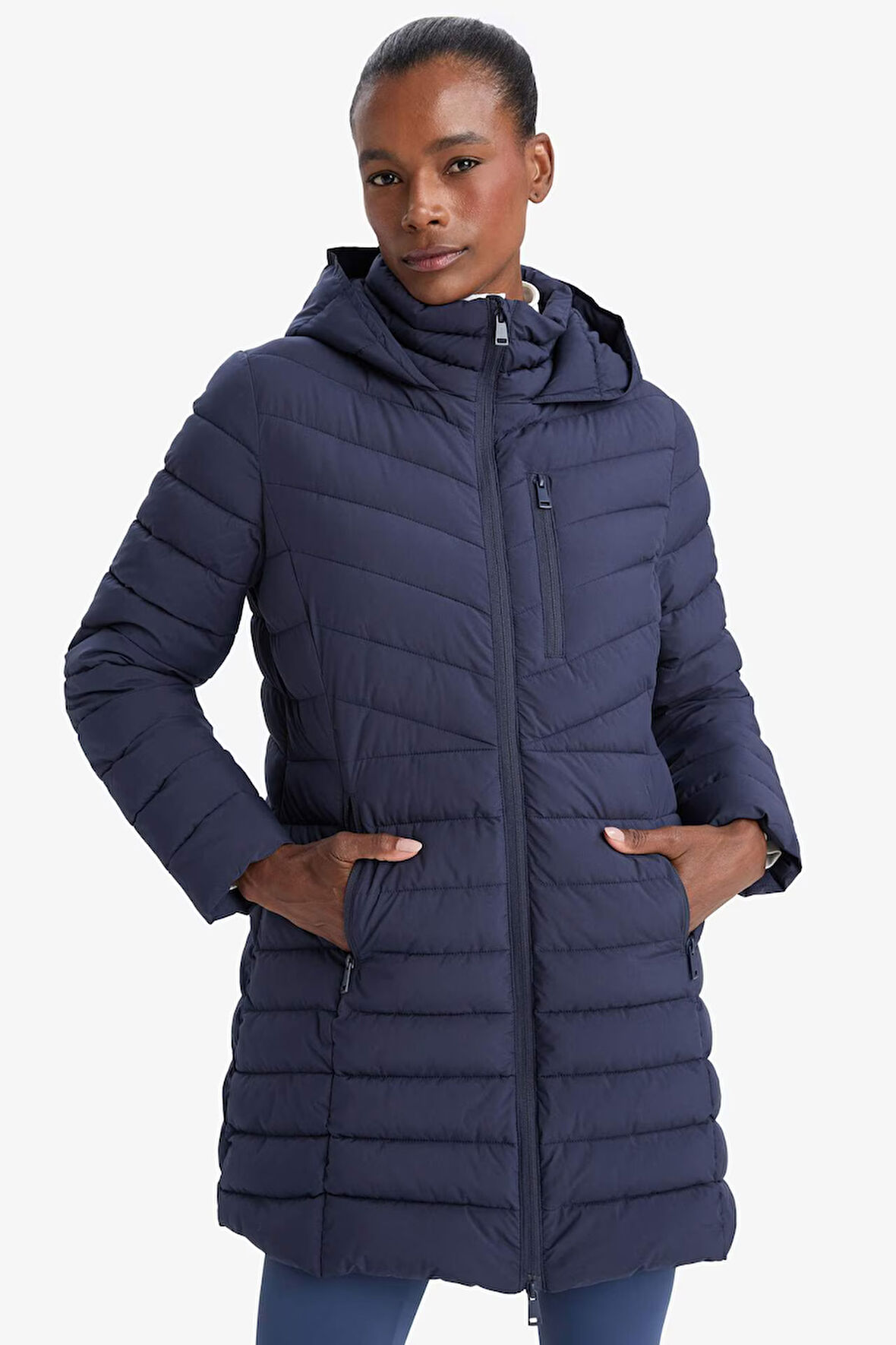 DeFactoFit Su İtici Regular Fit Kapüşonlu Şişme Parka Mont