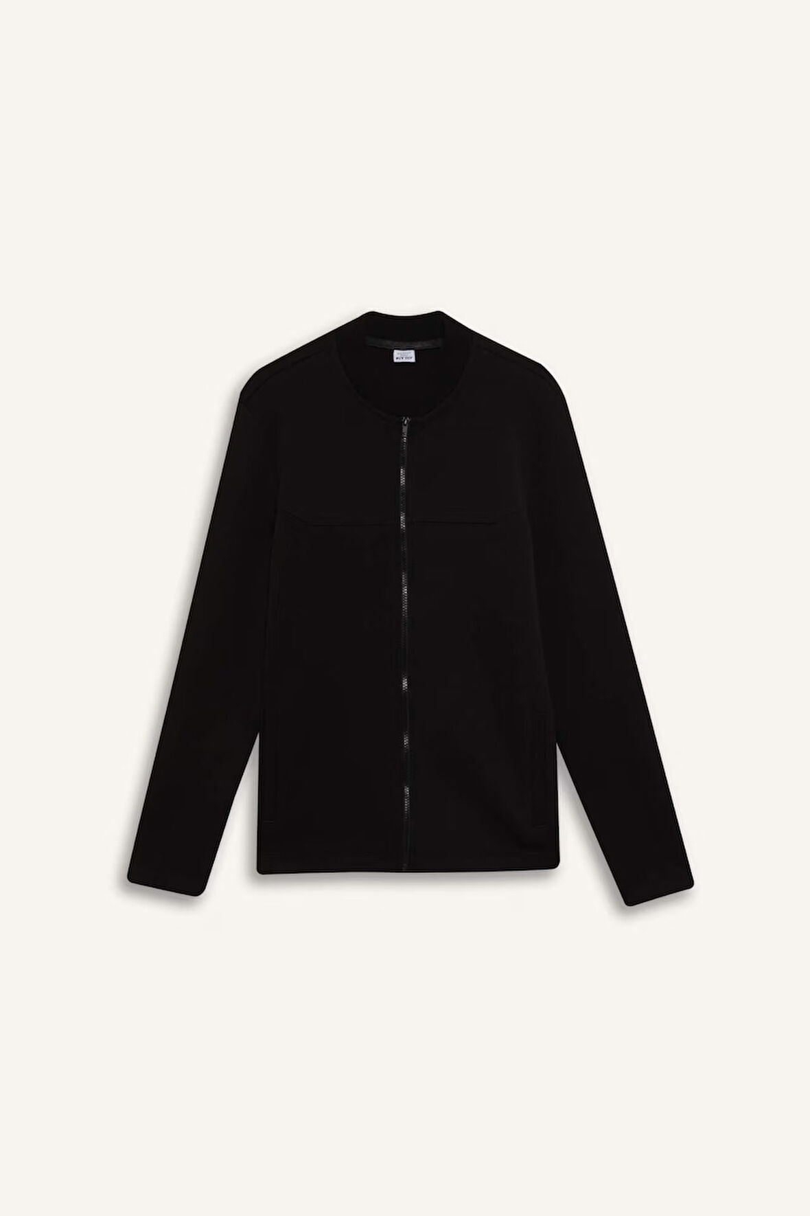 DeFactoFit Slim Fit Dar Kesim Kolej Yaka Skuba Dalgıç Kumaş Bomber Hırka F0877AX25SPBK81