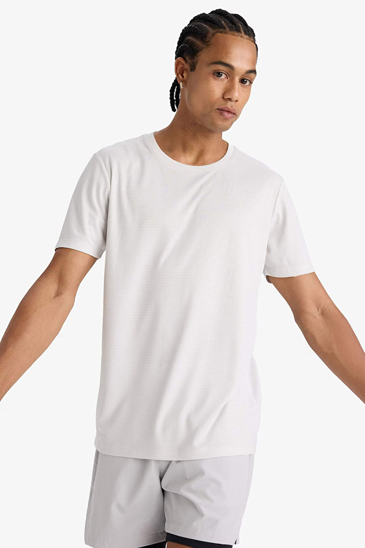 DeFactoFit Slim Fit Dar Kesim Bisiklet Yaka Çabuk Kuruyan Nefes Alabilen Esnek Kumaş Baskılı Sporcu Kısa Kollu Tişört