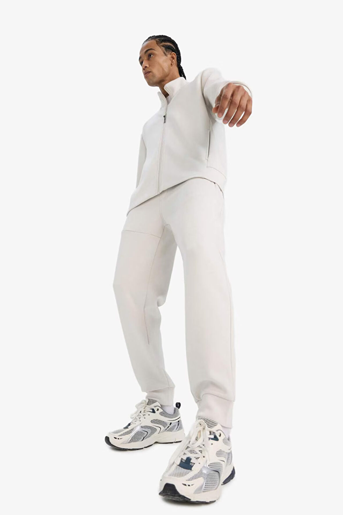 DeFactoFit Standart Fit Fermuar Cepli Düz Paça Yumuşak Tuşe Skuba Dalgıç Kumaş Sporcu Jogger Eşofman Altı