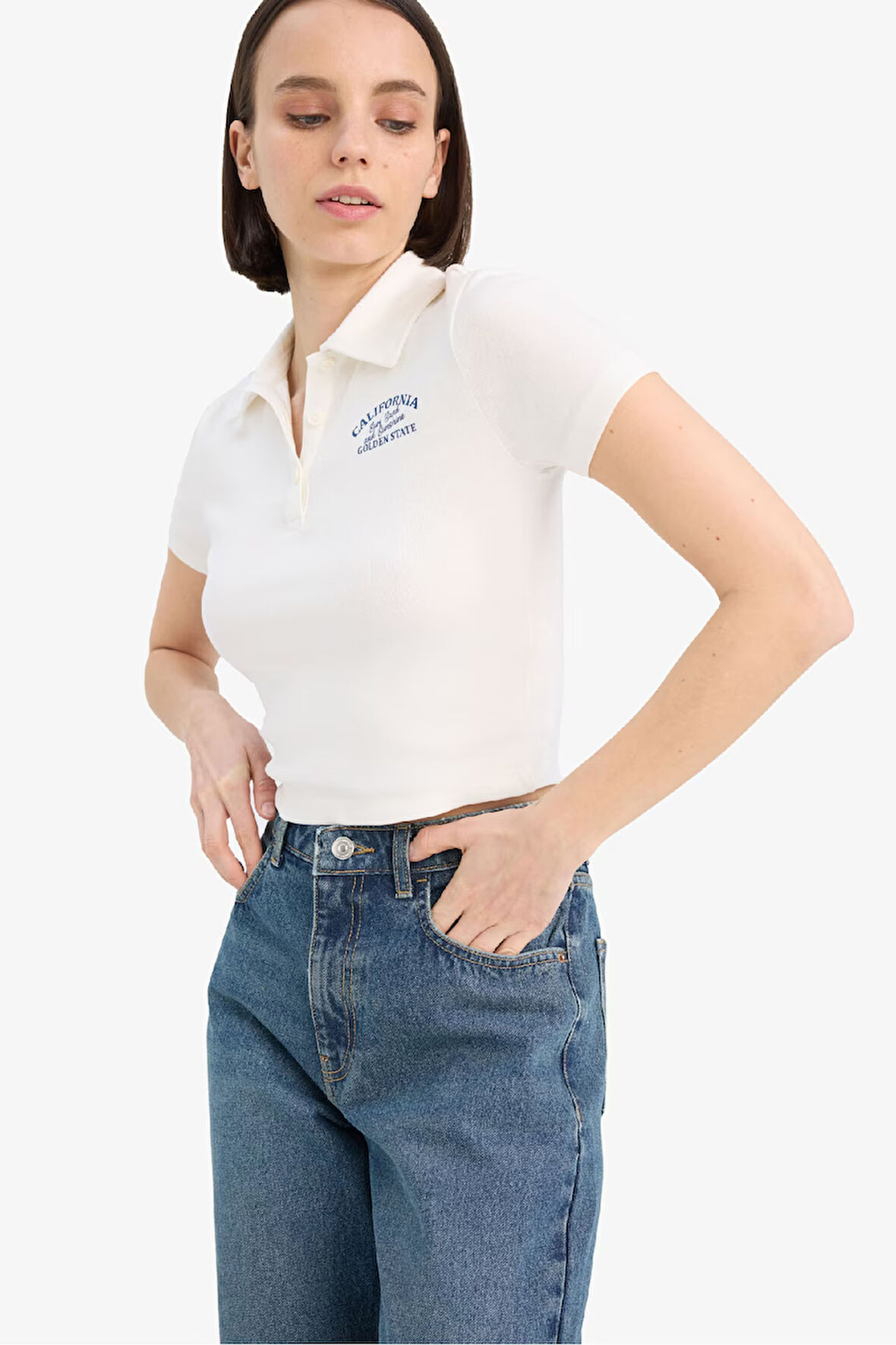 Coool Fitted Baskılı Ribana Kısa Kollu Polo Tişört