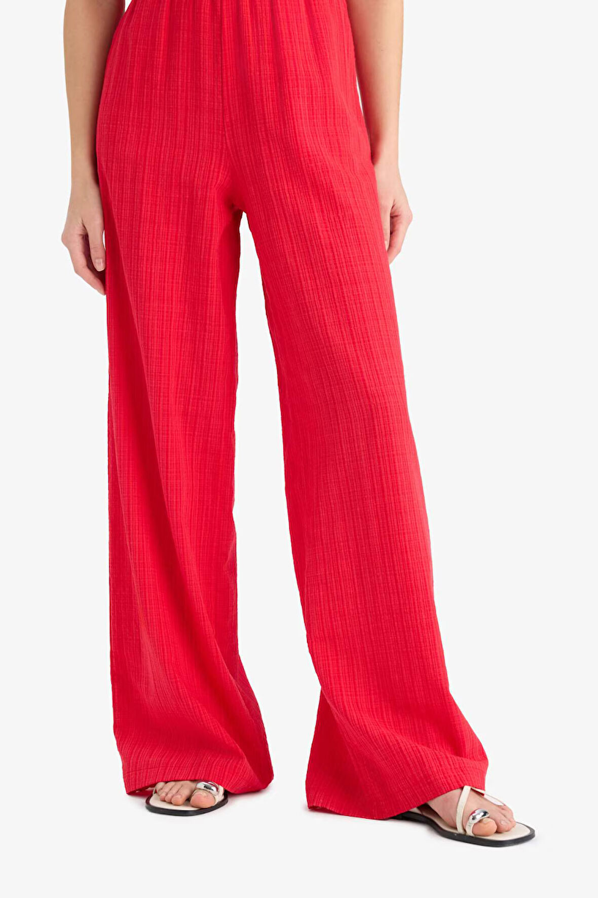 Wide Leg Geniş Paça Cepli Yüksek Lastikli Bel Pantolon