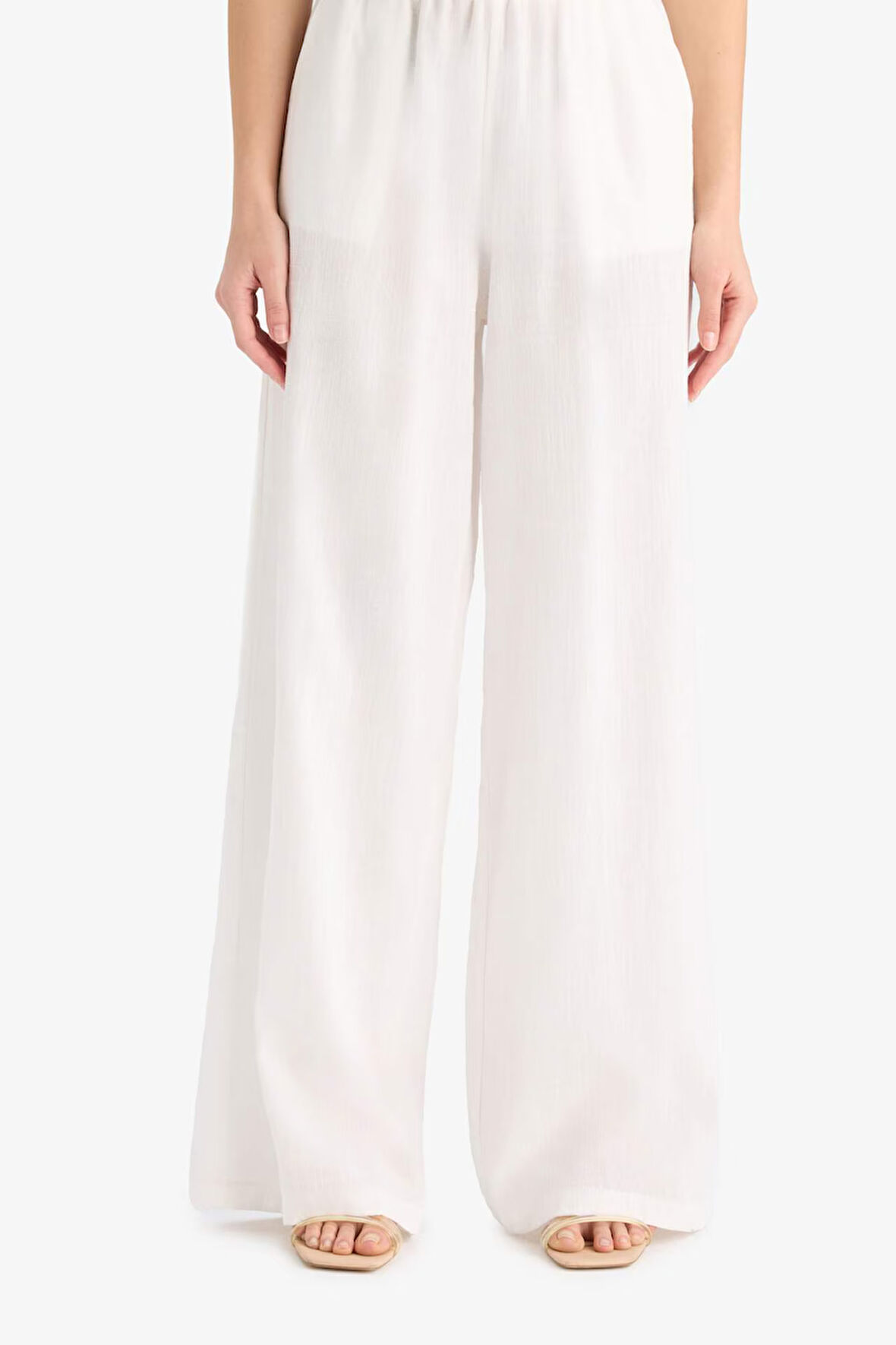 Wide Leg Geniş Paça Cepli Yüksek Lastikli Bel Pantolon