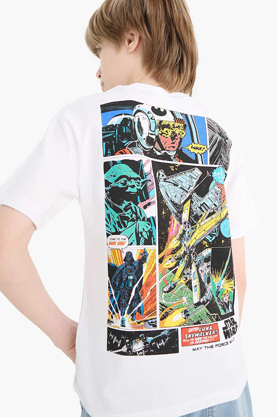 DeFacto Erkek Çocuk Star Wars Bisiklet Yaka Kısa Kollu Tişört E4825A825SMWT34