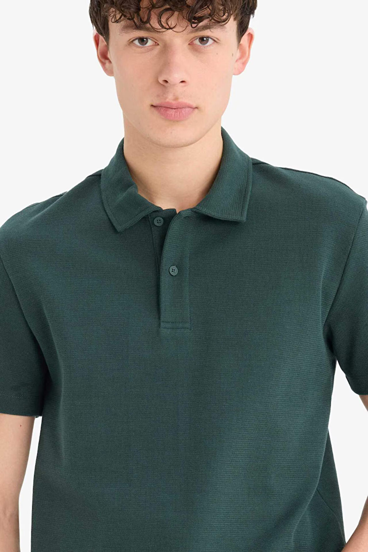 DeFacto Regular Fit Polo Yaka Dokulu Basic Düz Kısa Kollu Tişört B4939AX25SMGN715