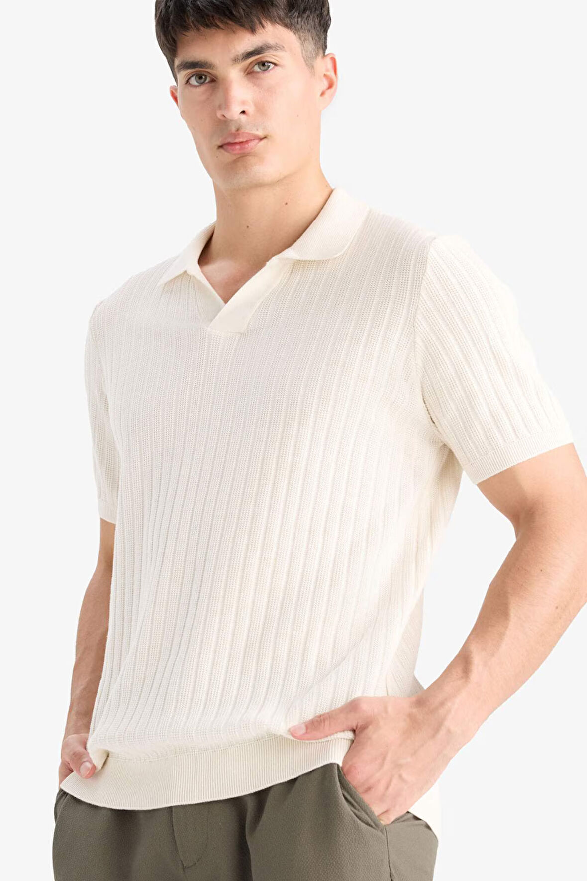 DeFacto %100 Pamuk Standart Fit Polo Yaka Kısa Kollu Triko Tişört E2884AX25SMER100