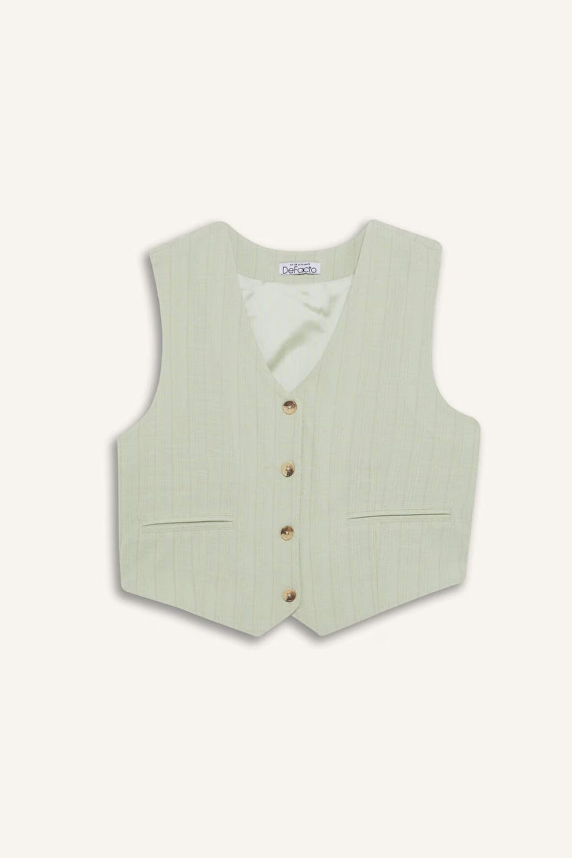 Regular Fit V Yaka Keten Karışımlı Blazer Yelek