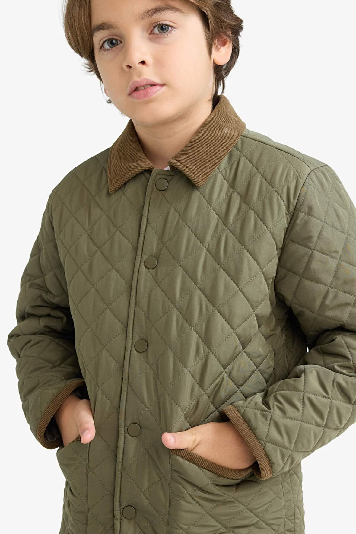 Erkek Çocuk Su İtici Polo Yaka Pelüş Astar Mont