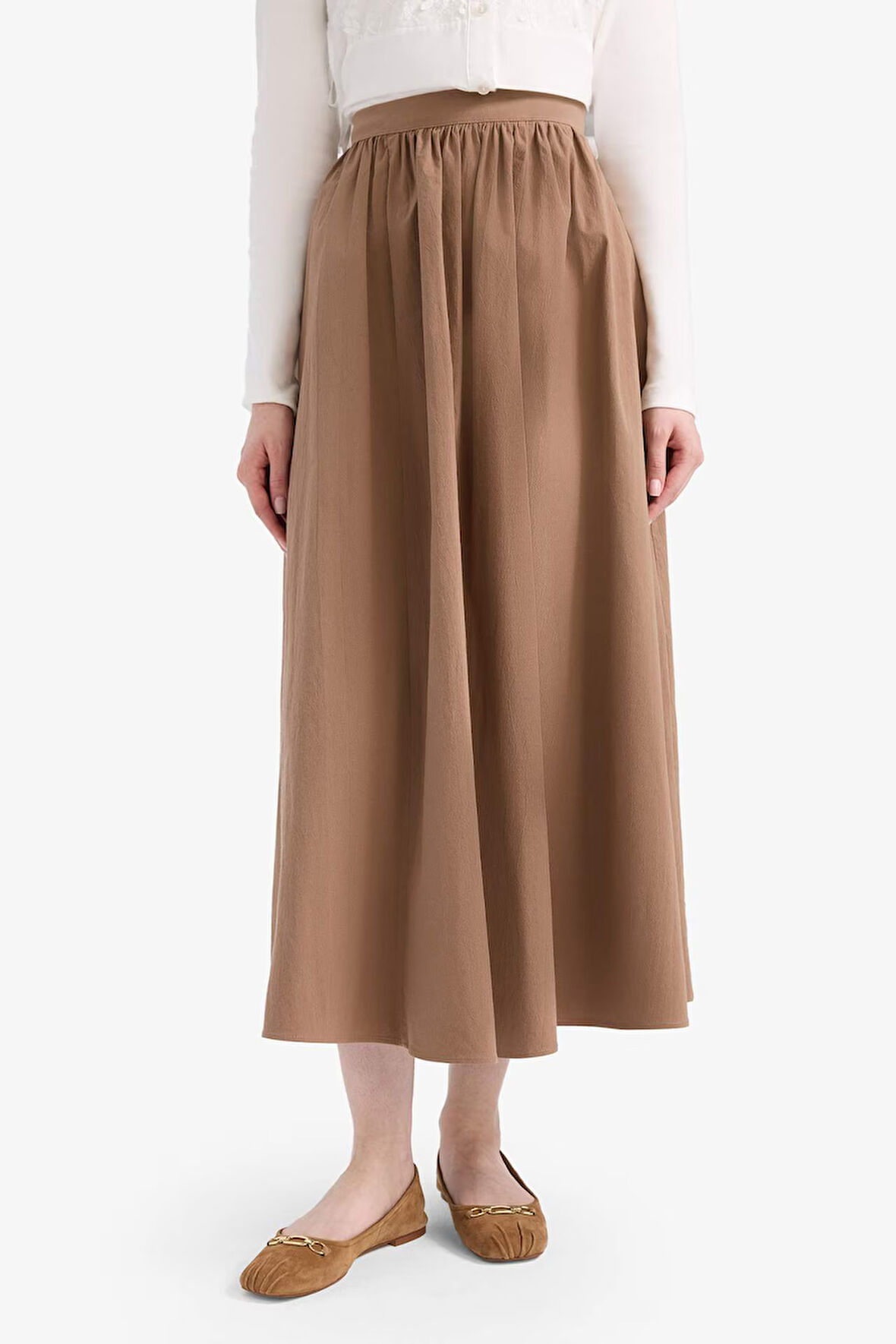 DeFacto A Kesim Esnek Belli Poplin Maxi Tesettür Etek E7453AX25SMBN589