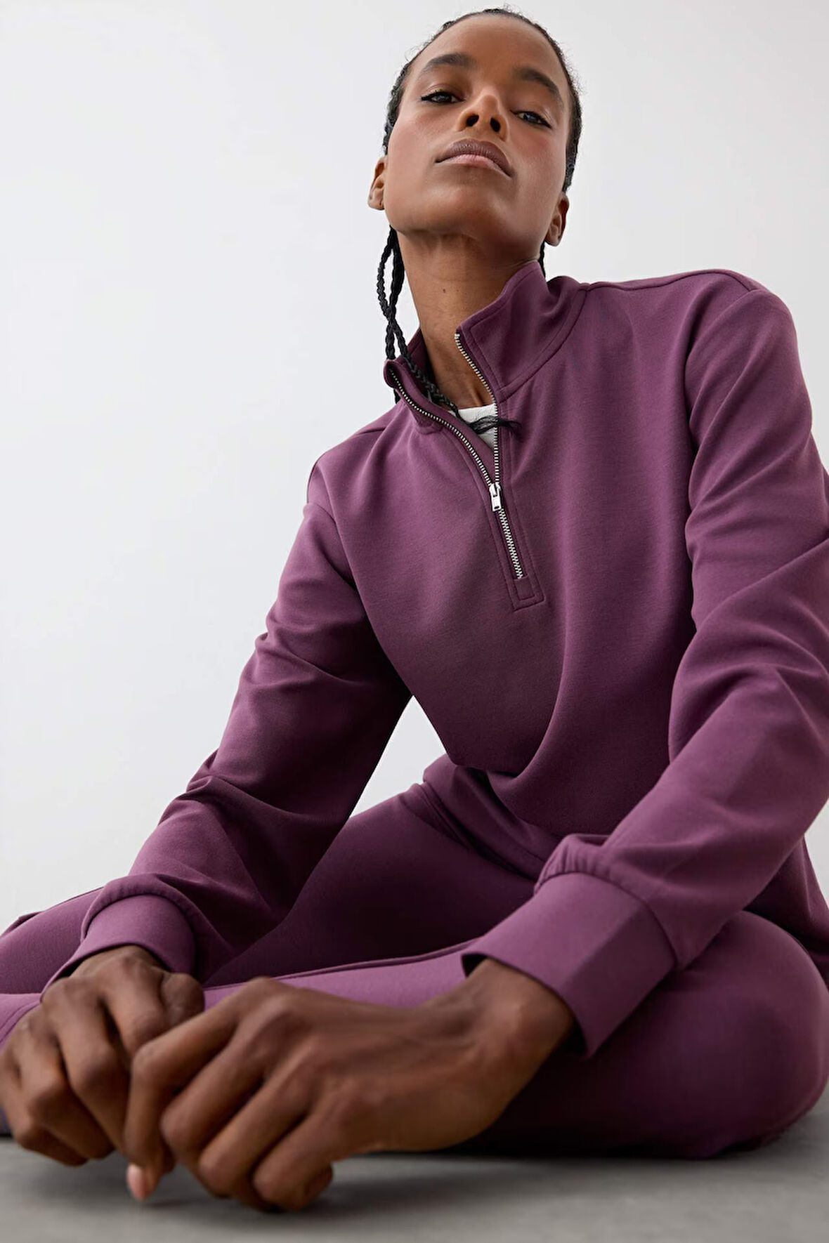 DeFactoFit Oversize Geniş Kalıp Yarım Fermuarlı Dik Yaka Modal Sporcu Sweatshirt