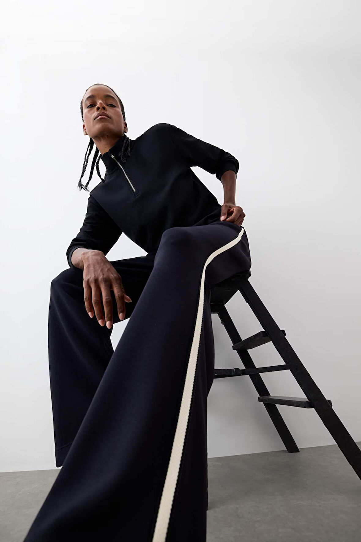 DeFactoFit Oversize Geniş Kalıp Yarım Fermuarlı Dik Yaka Modal Sporcu Sweatshirt