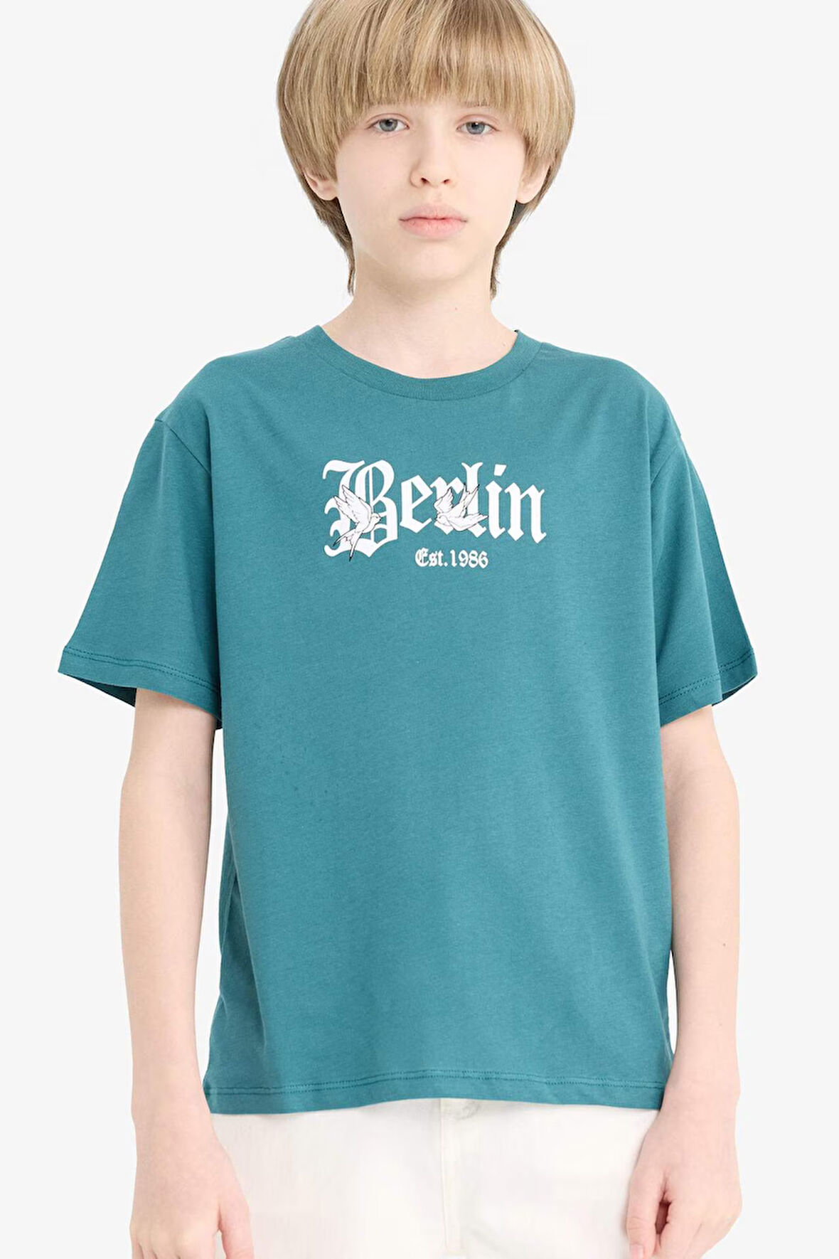 DeFacto Erkek Çocuk Bisiklet Yaka Baskılı Kısa Kollu Tişört F0184A825SMGN756