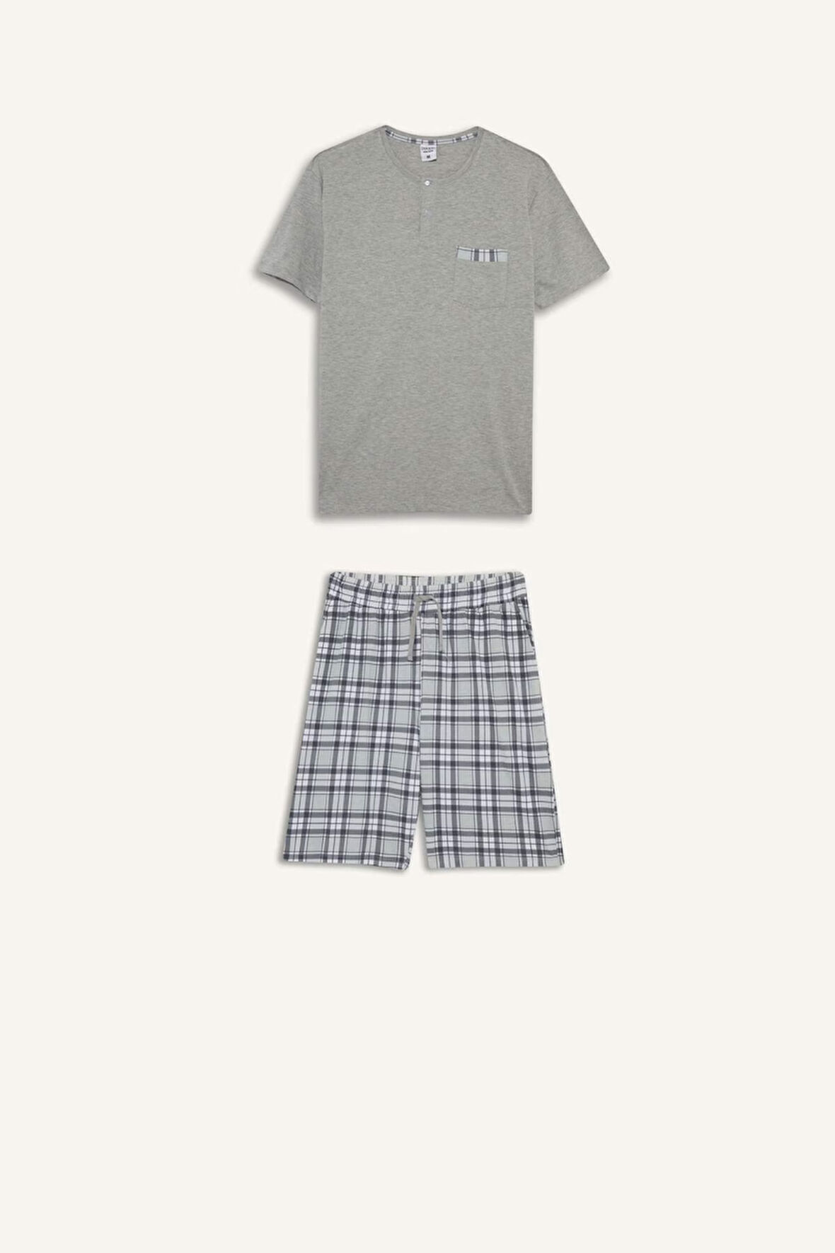 Regular Fit Kareli Kısa Kollu 2'li Takım