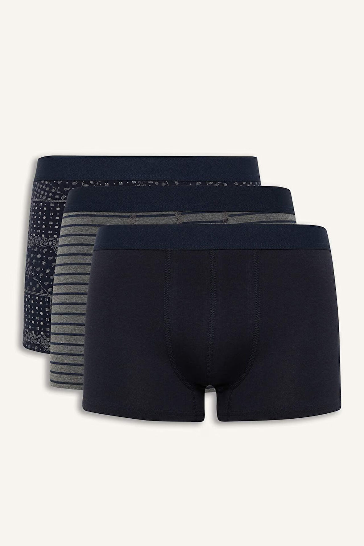 DeFacto Regular Fit Şal Desenli 3'lü Boxer E7202AX25SMNV135