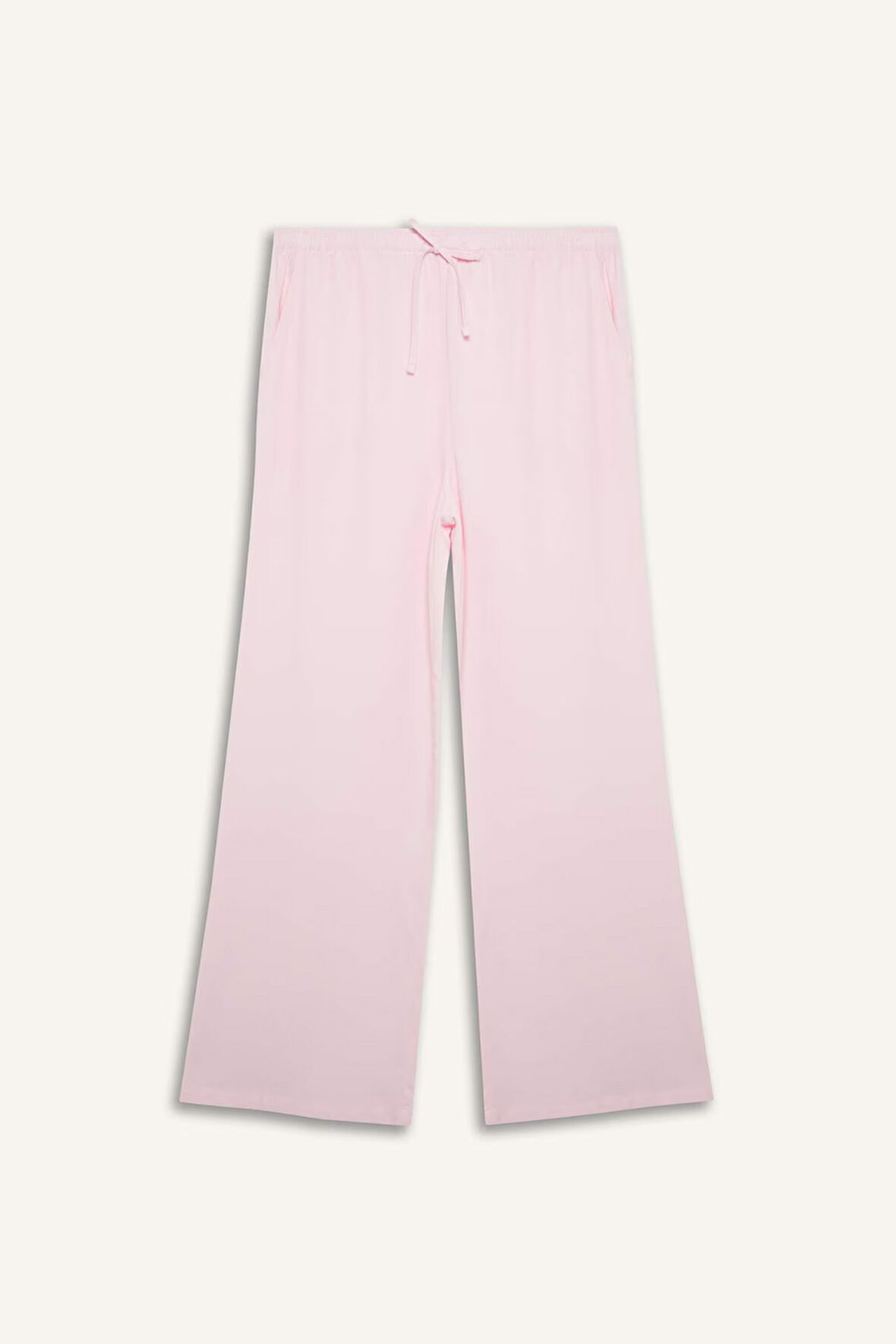 Wide Leg Üç Cepli Normal Bel Standart Boy Geniş Paça  Keten Karışımlı Pantolon