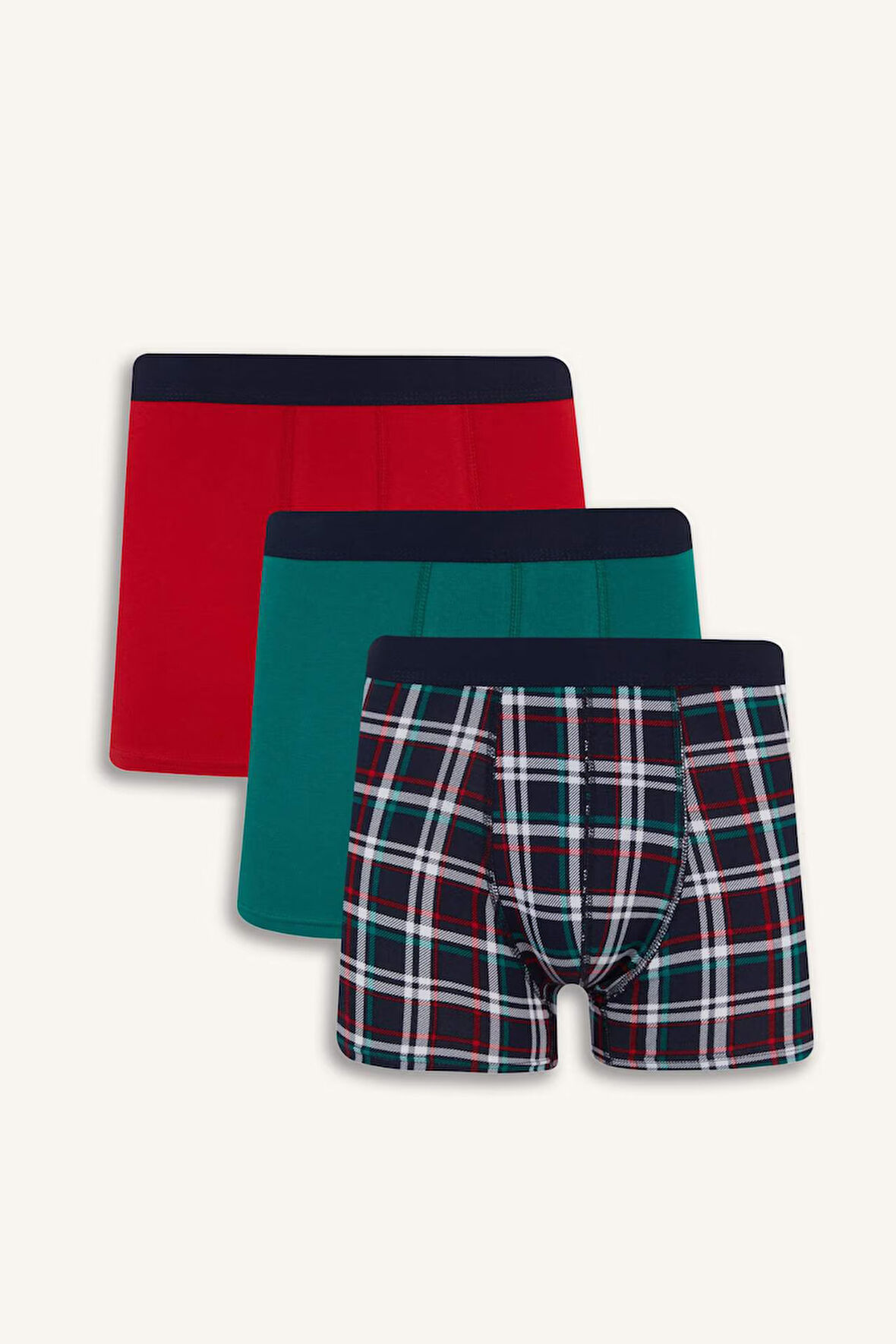 DeFacto Regular Fit Kareli 3'lü Boxer B7794AX25SPRD79