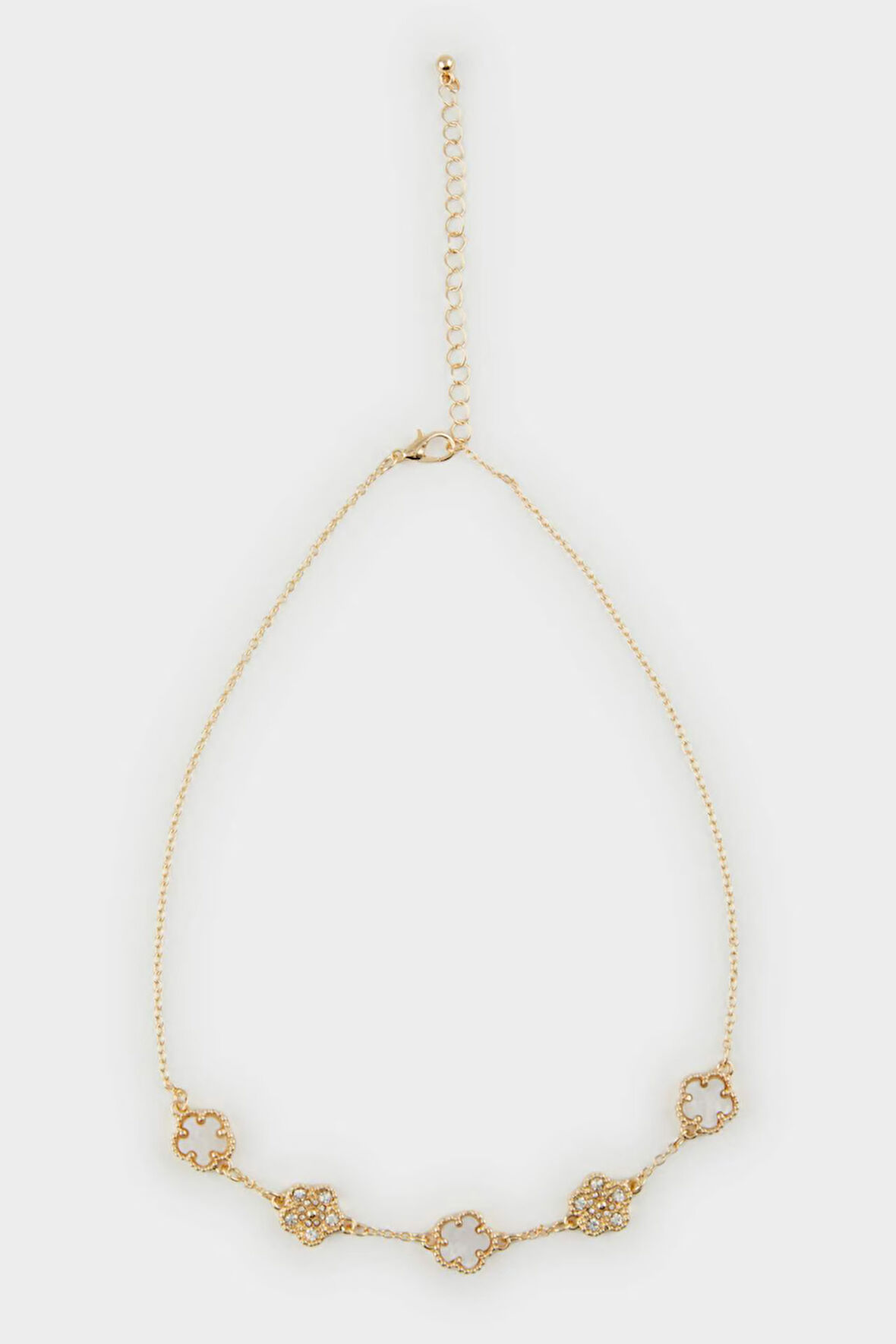 Kadın Beyaz Çiçekli Gold Kolye