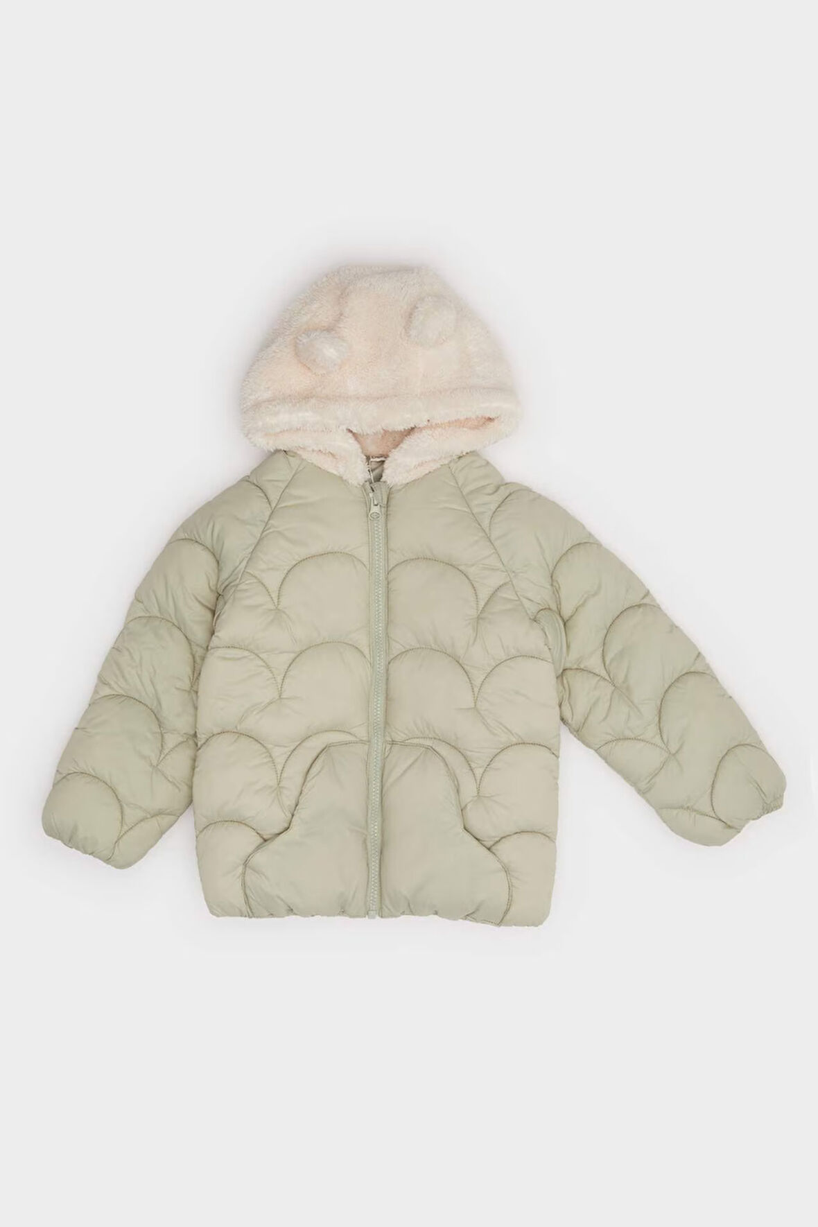 Kız Bebek Rüzgar Geçirmez Su Geçirmez Kapüşonlu Fermuarlı Mont
