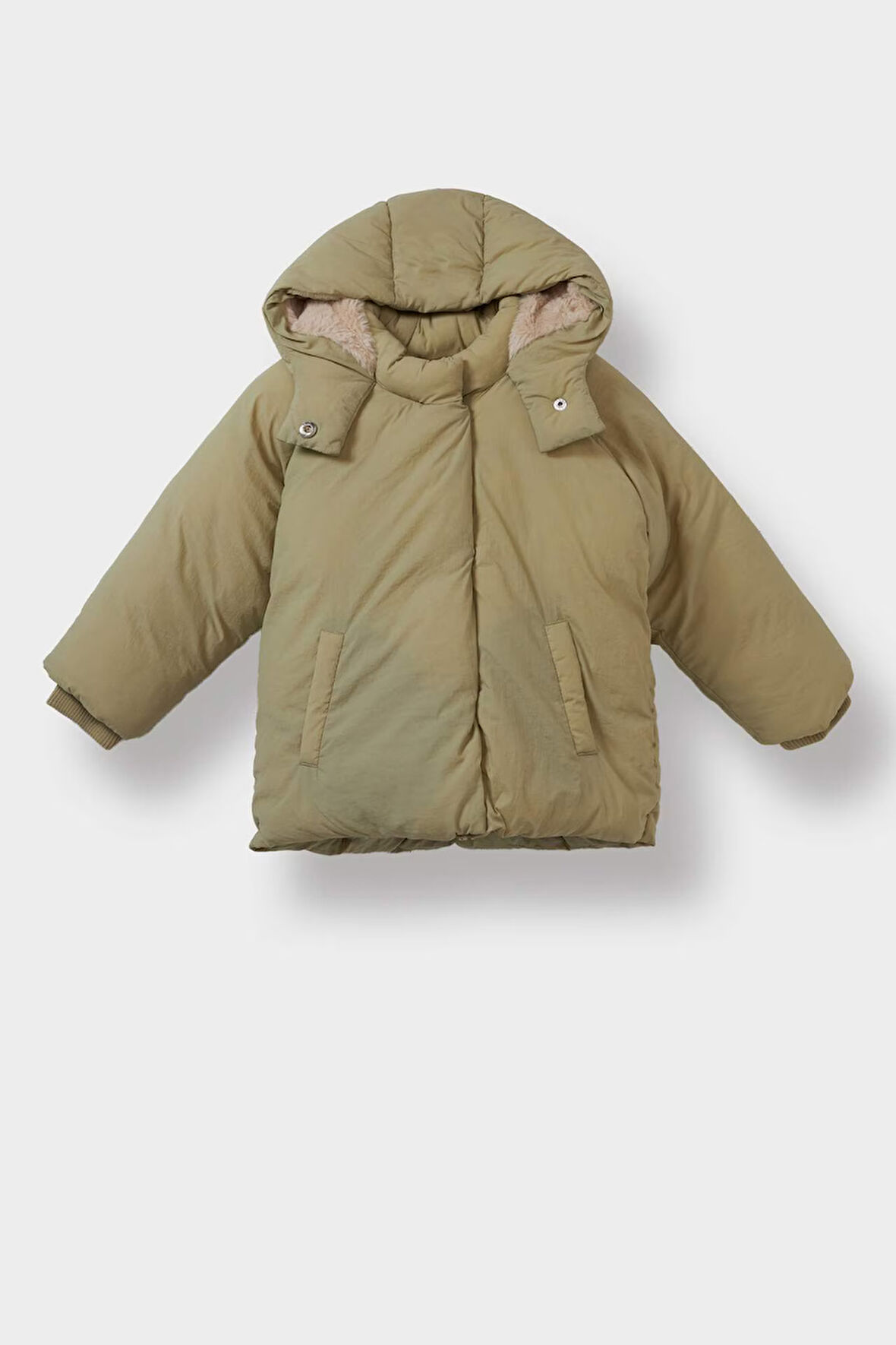 Kız Bebek Kapüşonlu Cepli Çıtçıtlı Fermuarlı Şişme Mont