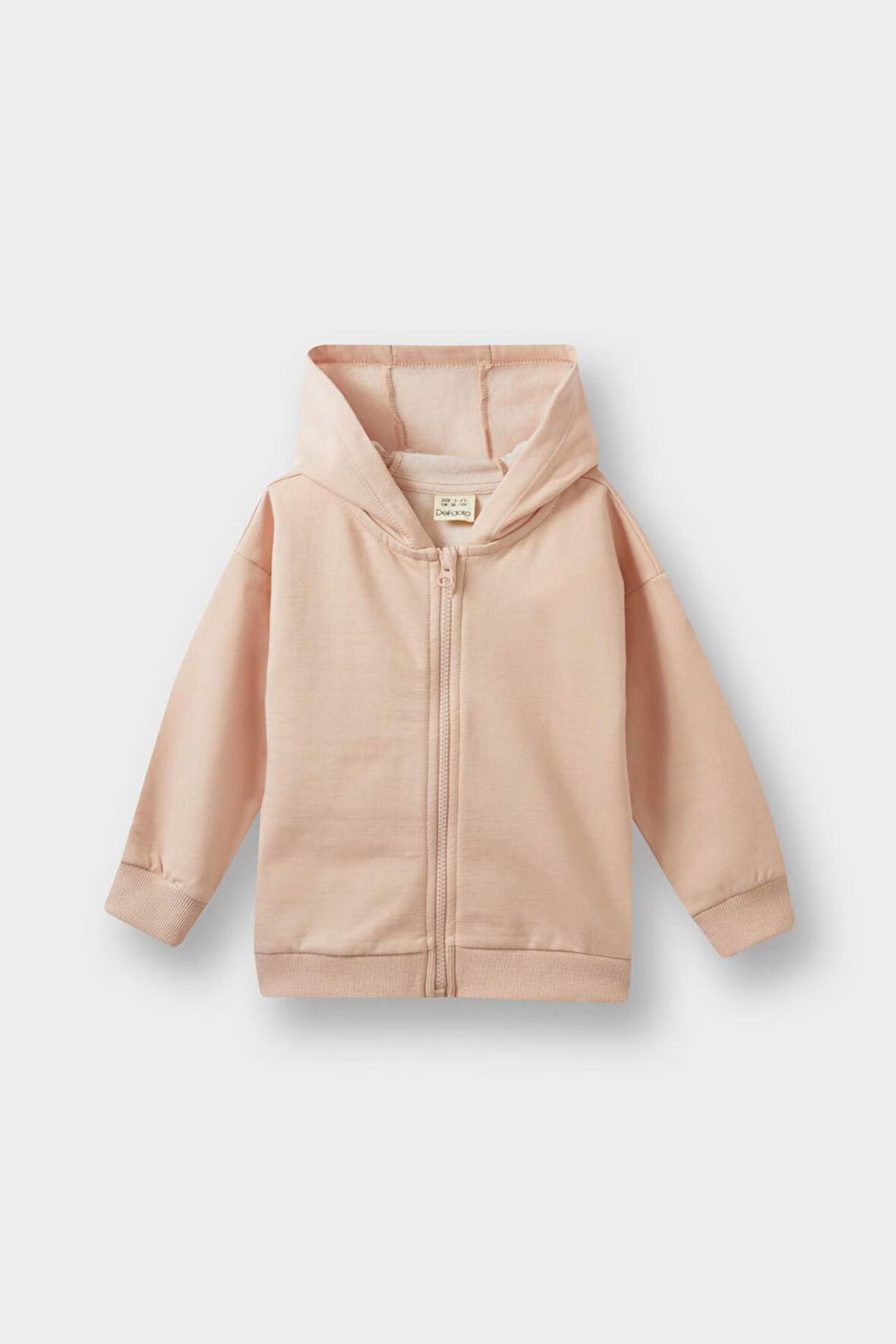 Kız Bebek Kapüşonlu İçi Yumuşak Tüylü Fermuarlı Sweatshirt 