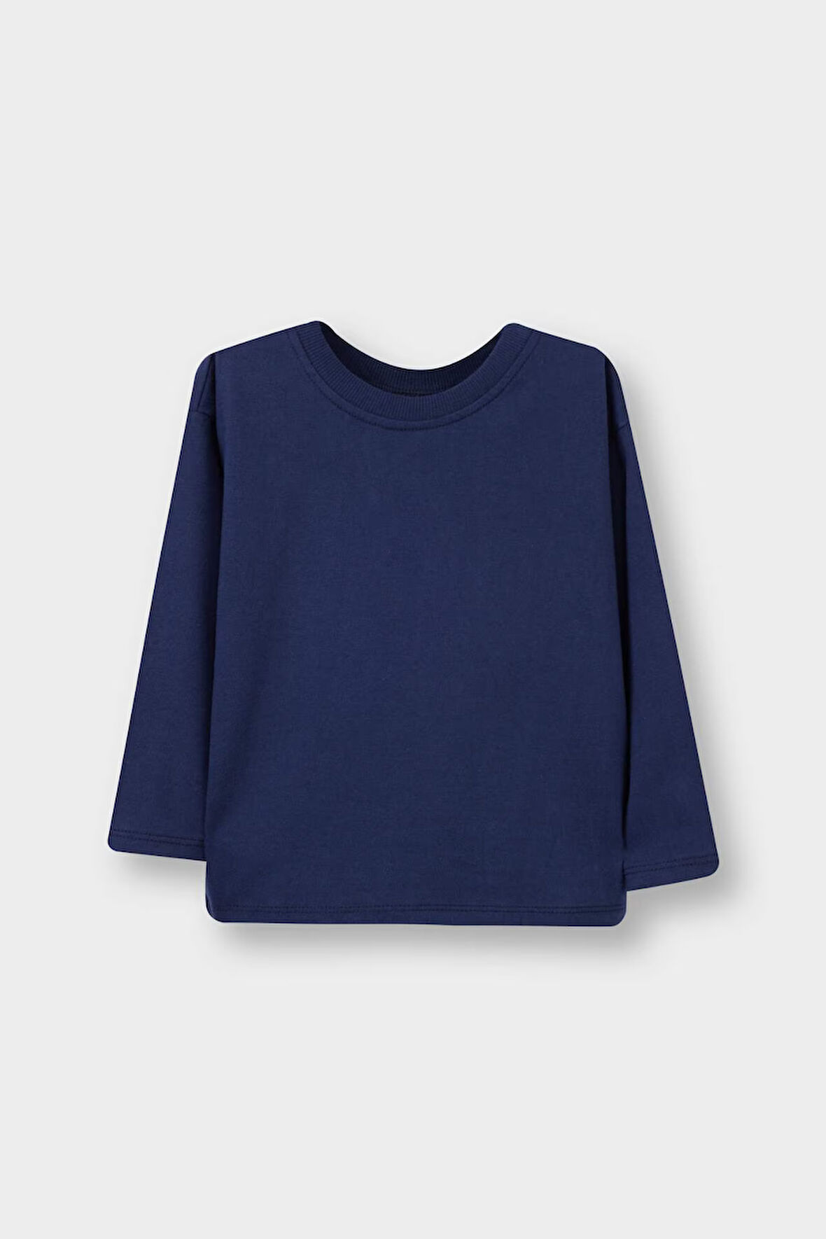 Erkek Bebek Bisiklet Yaka Basic Düz Uzun Kollu Tişört 