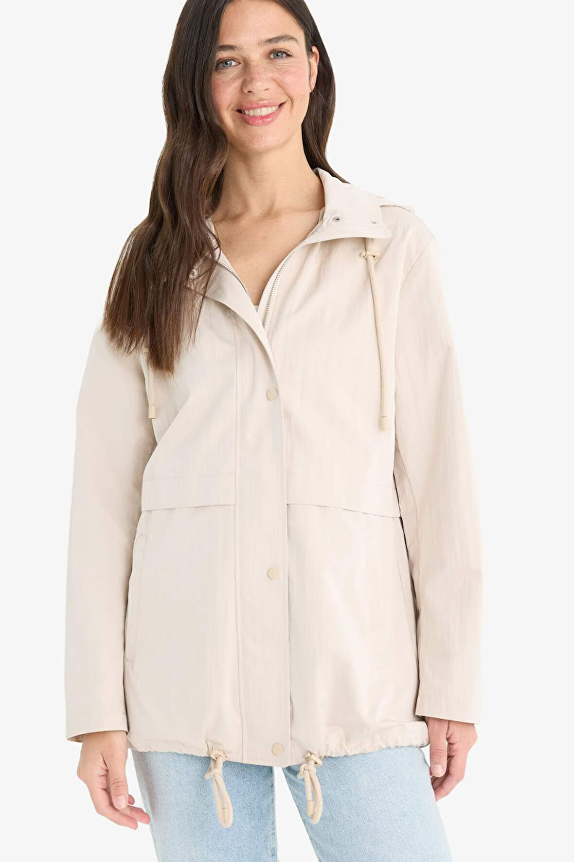  Su Geçirmez Regular Fit Kapüşonlu Fermuarlı Yağmurluk