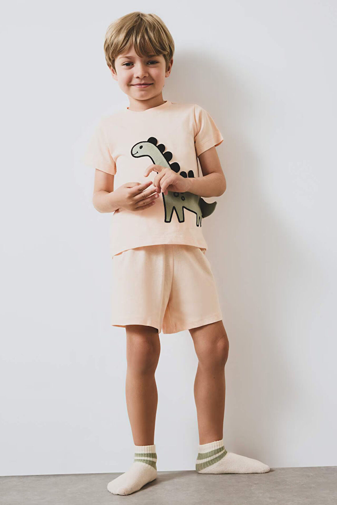 Erkek Bebek 2'li Pijama Takımı Kısa Kollu Penye Tişort Esnek Belli Şort