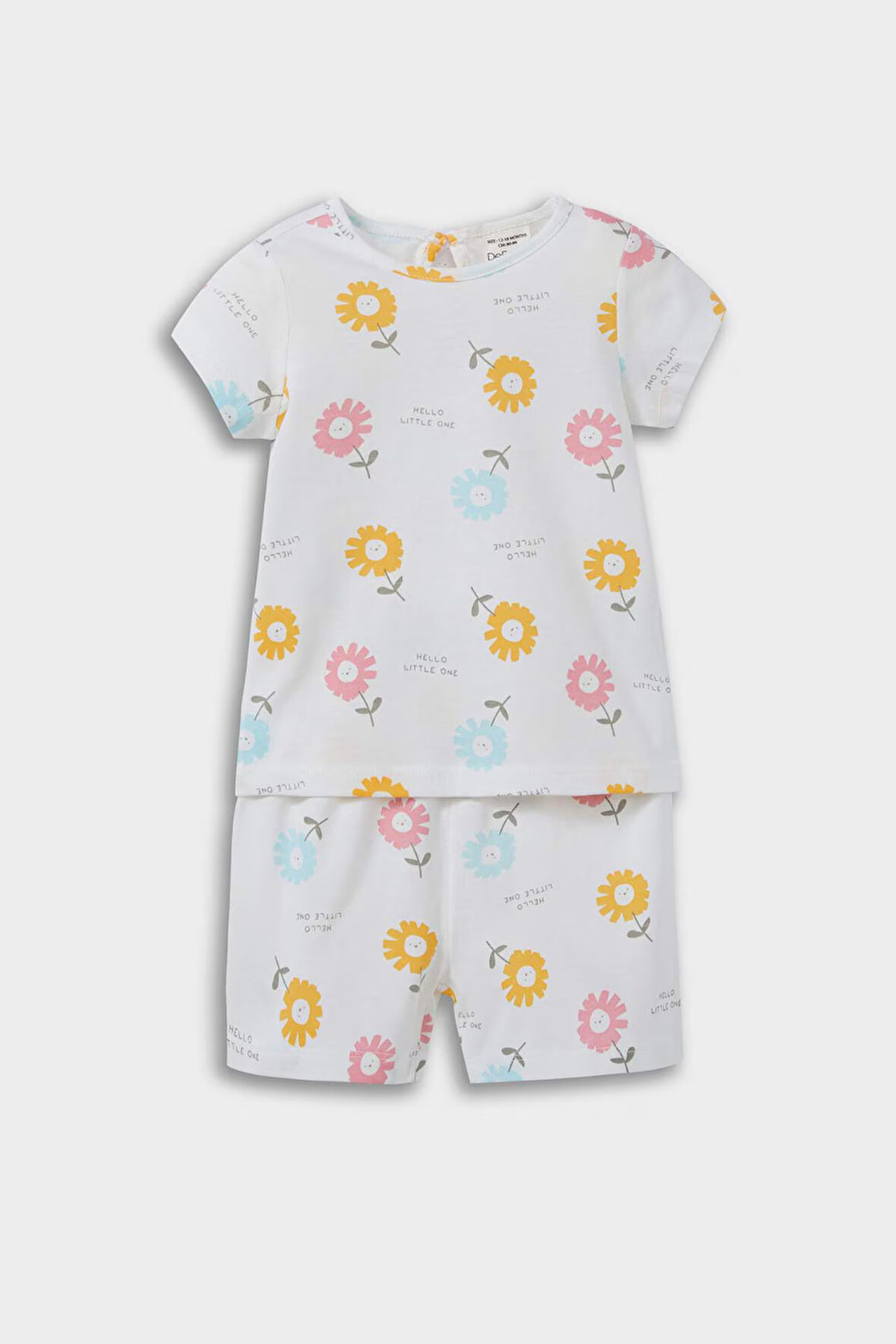 Kız Bebek Çiçekli Kısa Kollu Penye 2'li Pijama Takımı
