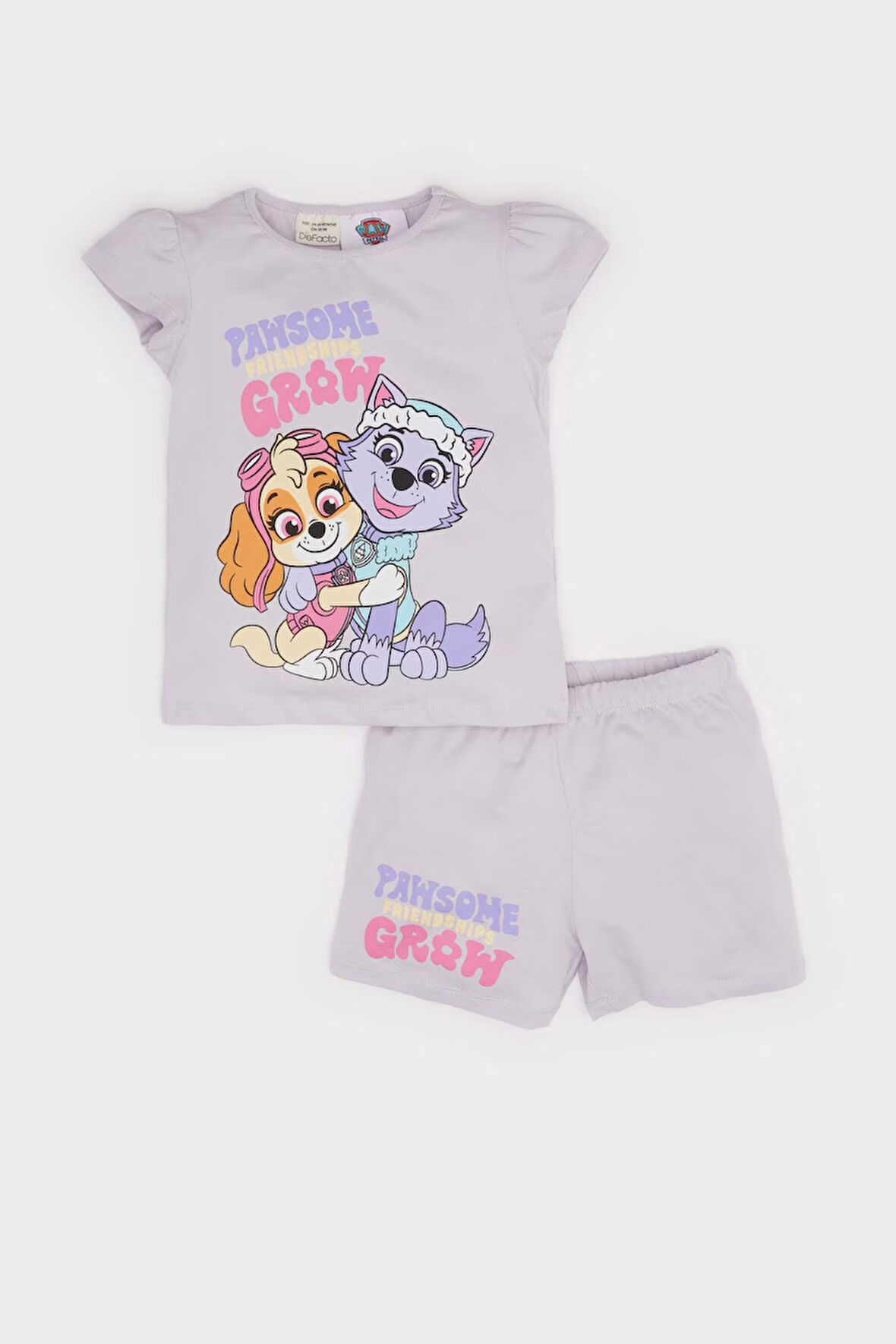 Kız Bebek Paw Patrol Pijama Takımı Penye Kısa Kollu Pijama Üstü Esnek Belli Şort Pijama Altı