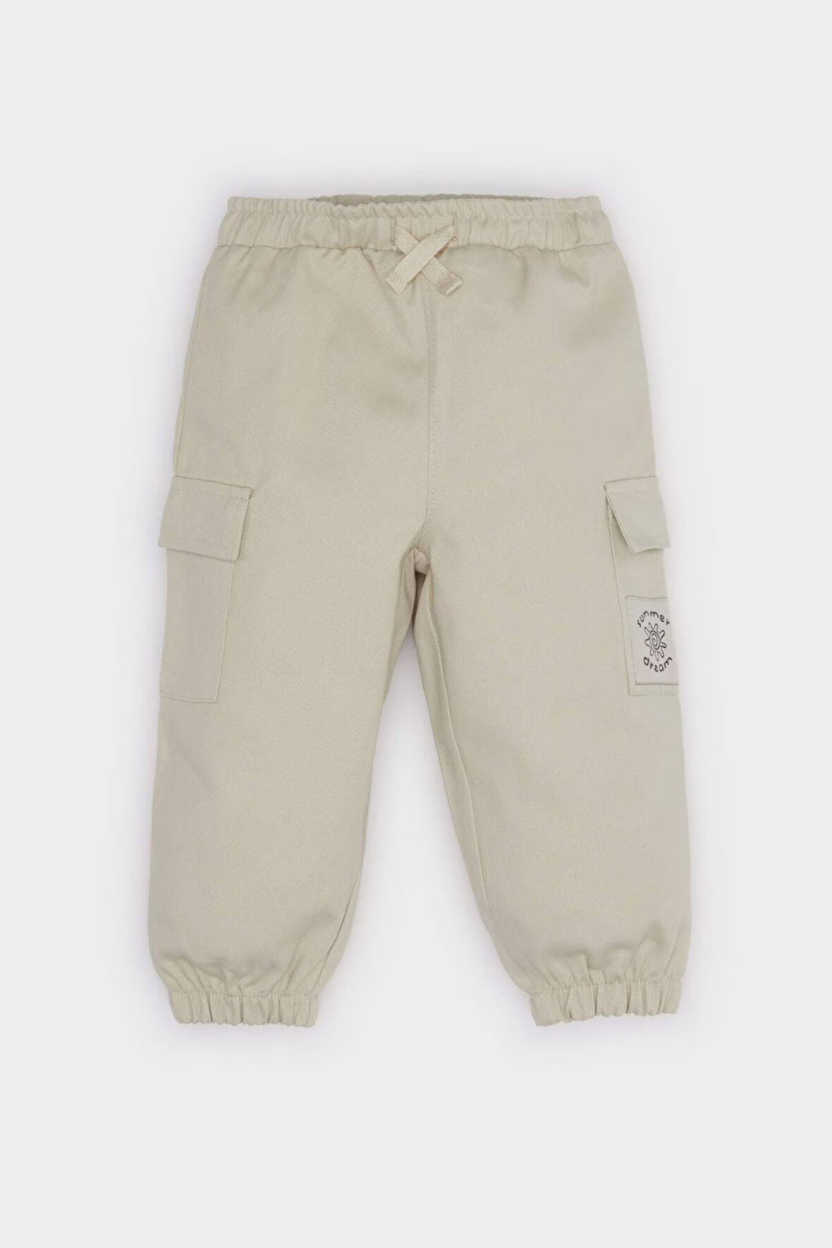 Erkek Bebek Beli Lastikli Kargo Cepli Gabardin Pantolon