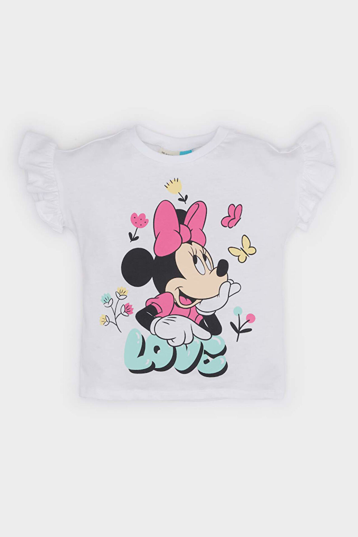 DeFacto Kız Bebek Disney Mickey & Minnie Bisiklet Yaka Kısa Kollu Tişört E7228A525SMWT79