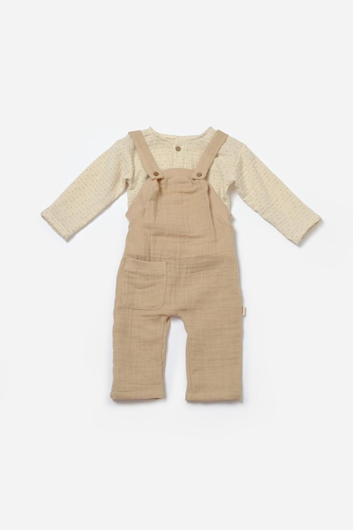 Organik Uzun Kollu Kazak & Salopet Seti