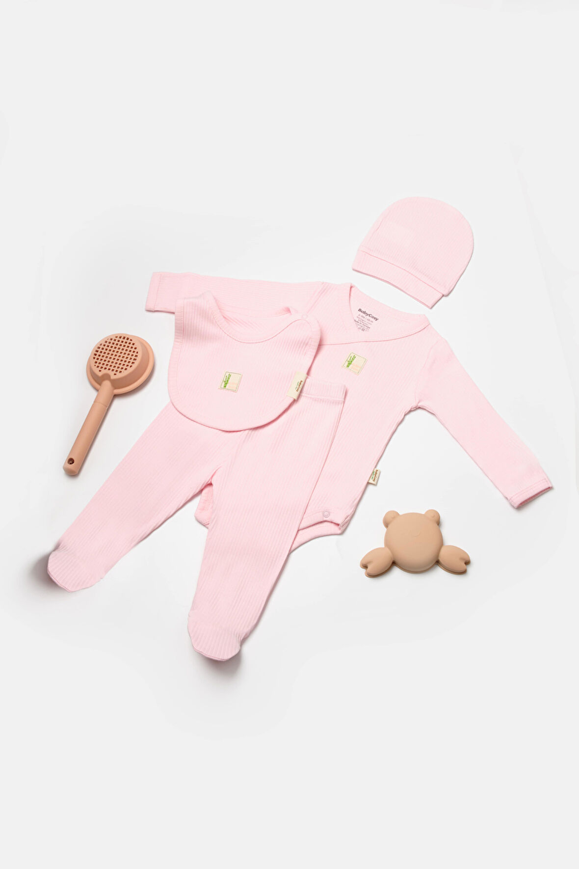 Bebek 4'lü Uzun Kollu Set, %50 Bambu %50 Organic Pamuk, Bebek - Yenidoğan - CSYB9007