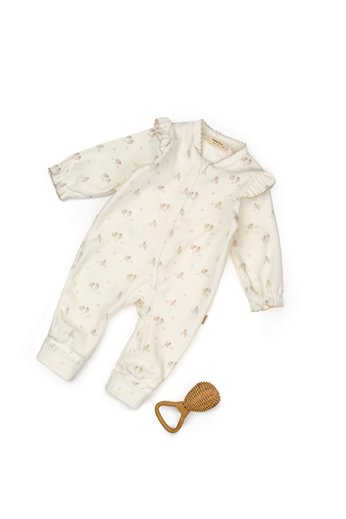 Bebek Uzun Kollu Kadife Tulum %100 Organik Pamuk - Yenidoğan - Csy8033