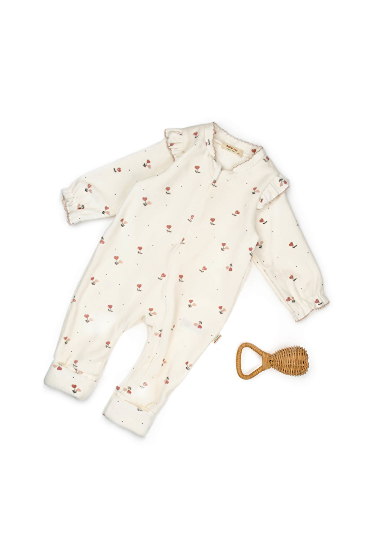 Bebek Uzun Kollu Kadife Tulum %100 Organik Pamuk - Yenidoğan - Csy6058