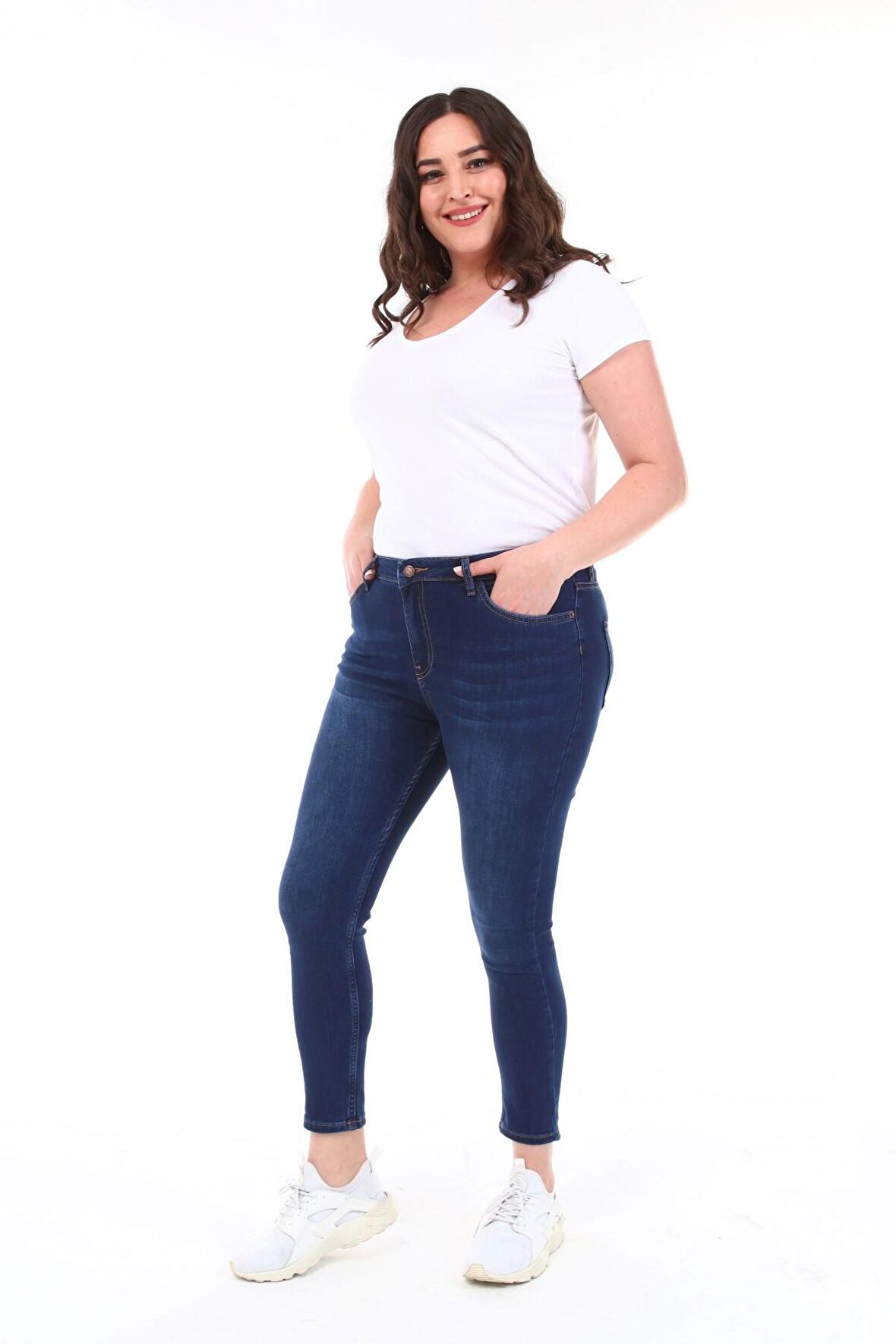 CEDY DENIM Kadın Yüksek Bel Skinny Fit Jeans Büyük Beden Kot PantolonC597