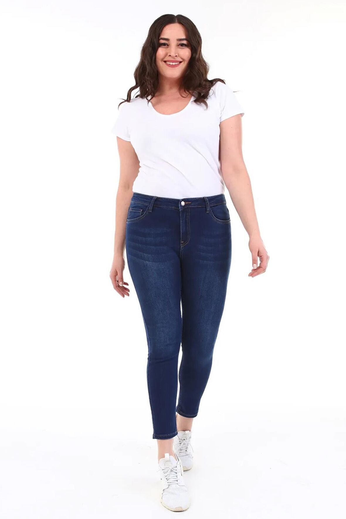 CEDY DENIM Kadın Yüksek Bel Skinny Fit Jeans Büyük Beden Kot PantolonC597