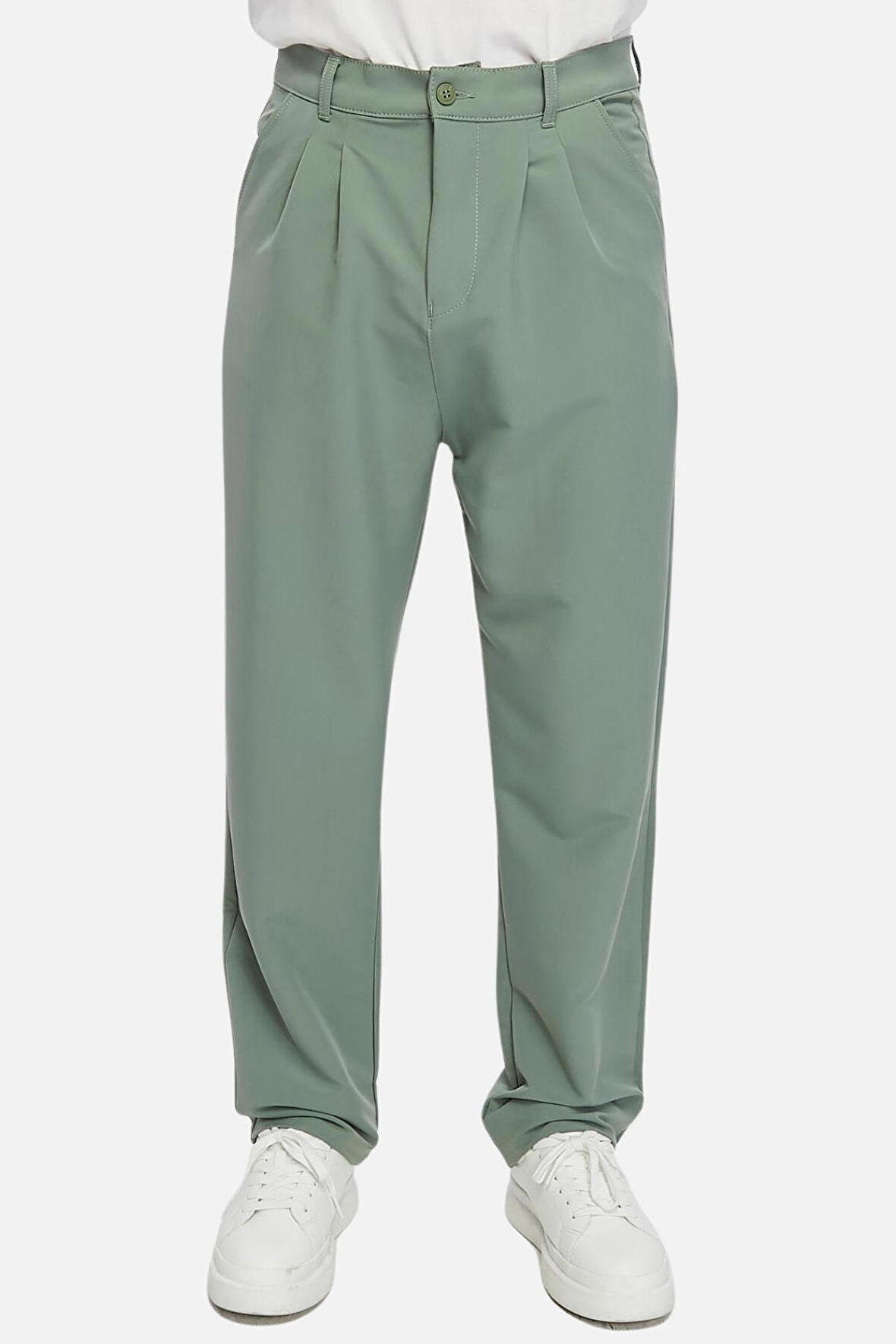 Erkek Yüksek Bel Pileli Baggy Chino Pantolon C358
