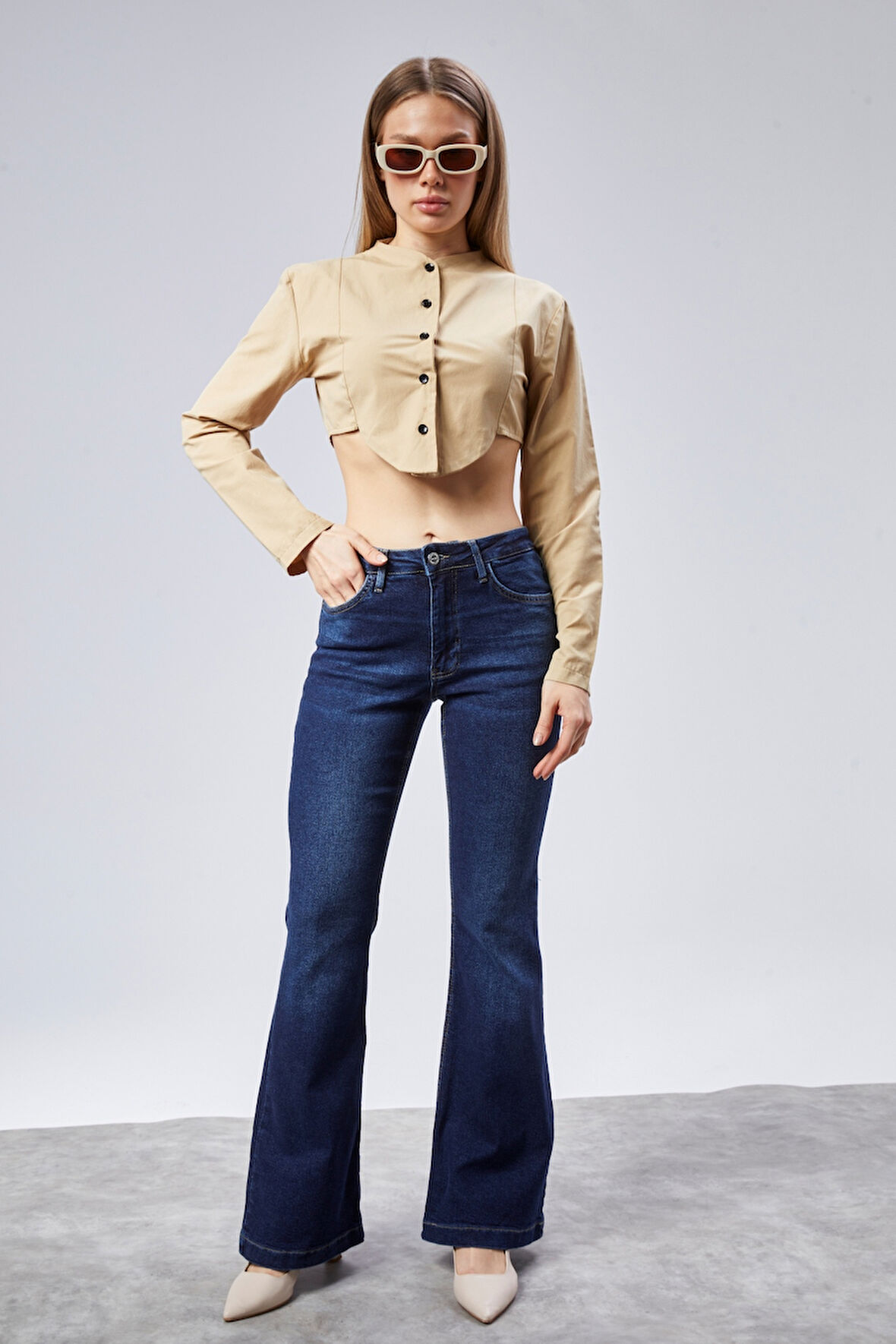 CEDY DENIM Yüksek Kalite Kadın 5 Cep Düşük Bel İspanyol Paça SkinnyFit Esnek Jean Pantolon C619