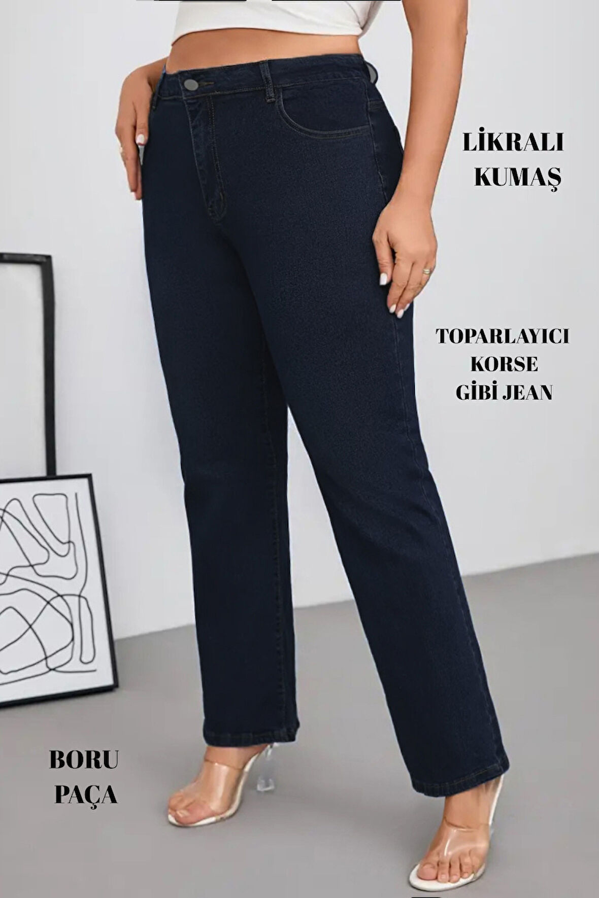 CEDY DENIM - Kadın Büyük Benden Boru Paça Yüksek Bel Regular Fit Likralı Pantolon  C626