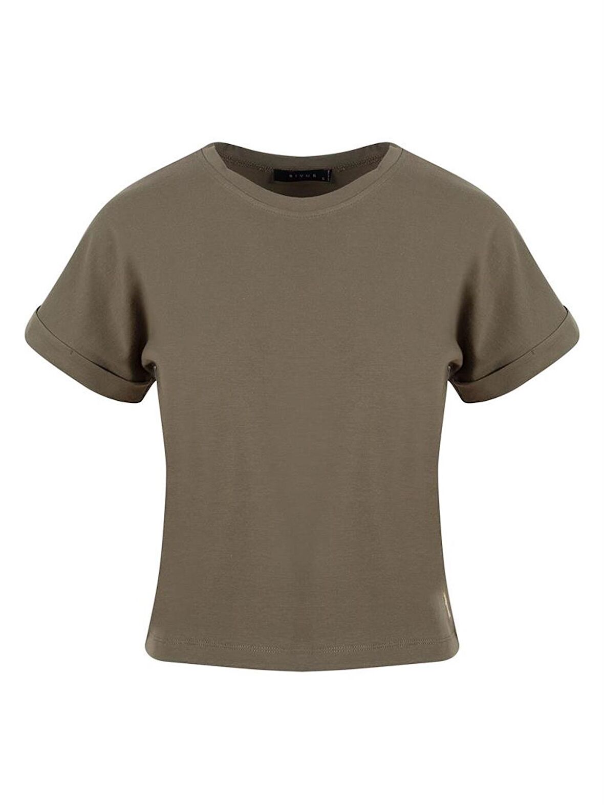 Bisiklet Yaka Basic T-Shirt - Koyu Gri Melanj