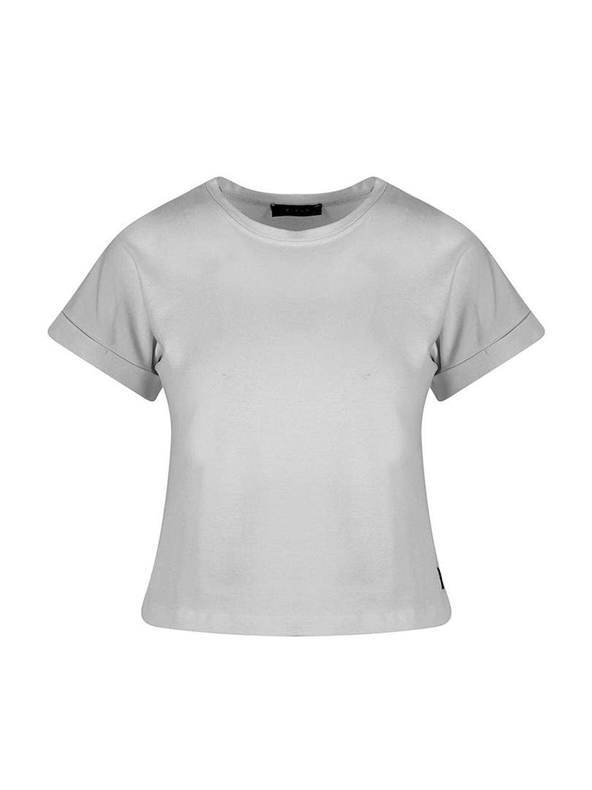 Bisiklet Yaka Basic T-Shirt - Açık Gri Melanj