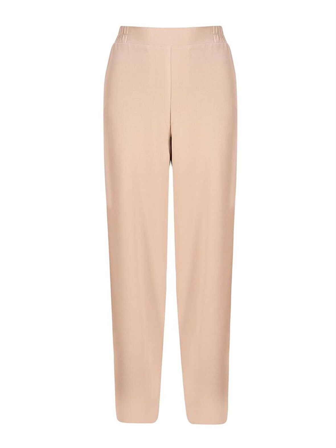 Beli Lastikli Bol Paça Krep Pantolon - Bej