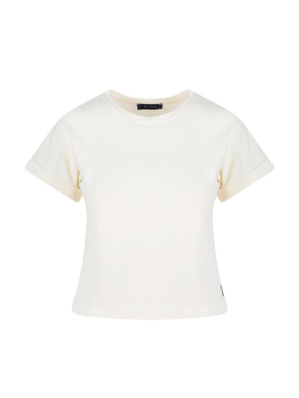 Bisiklet Yaka Basic T-Shirt - Ekru