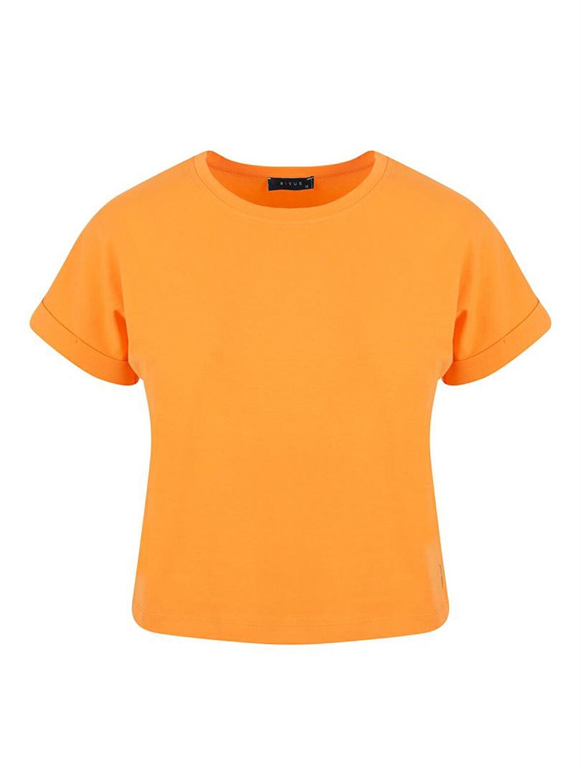 Bisiklet Yaka Basic T-Shirt - Turuncu