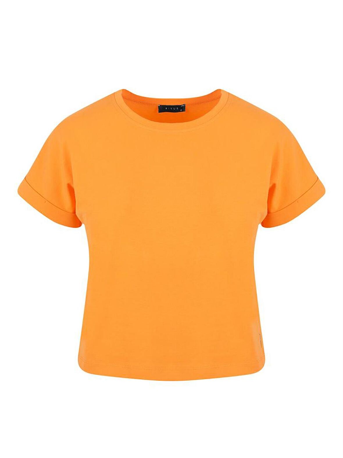Bisiklet Yaka Basic T-Shirt - Turuncu