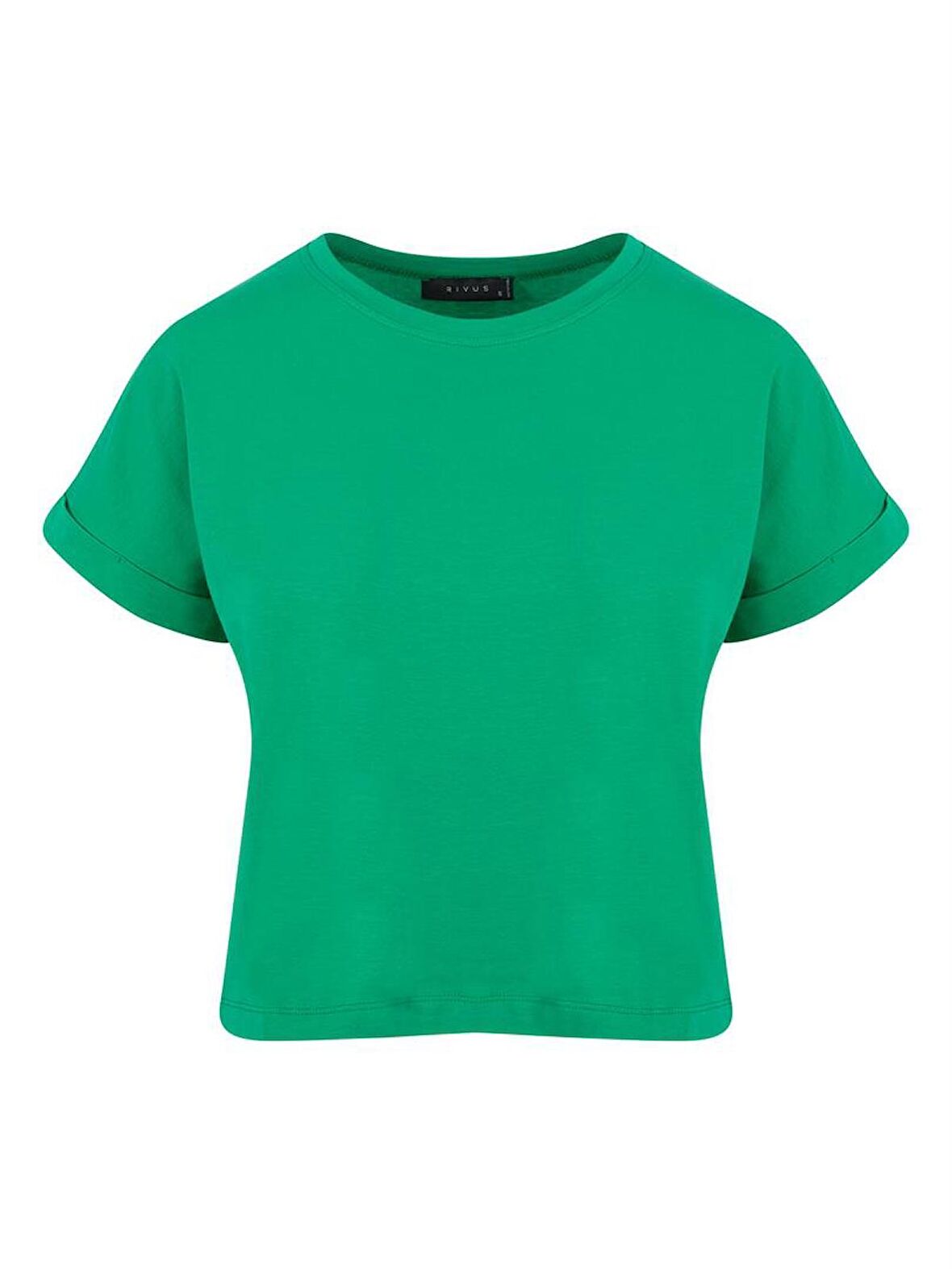 Bisiklet Yaka Basic T-Shirt - Yeşil