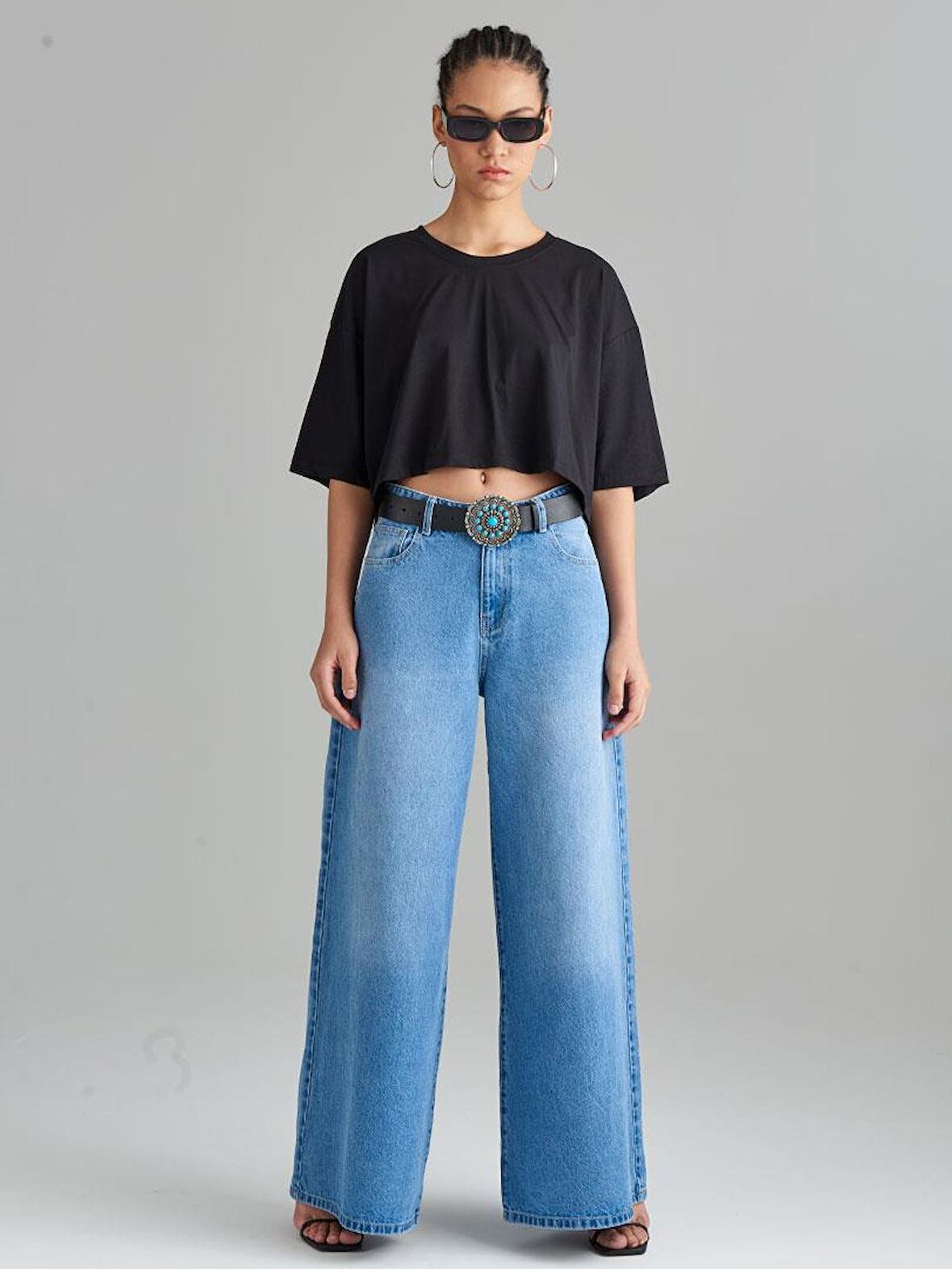 Oversize Crop T-shirt - Siyah