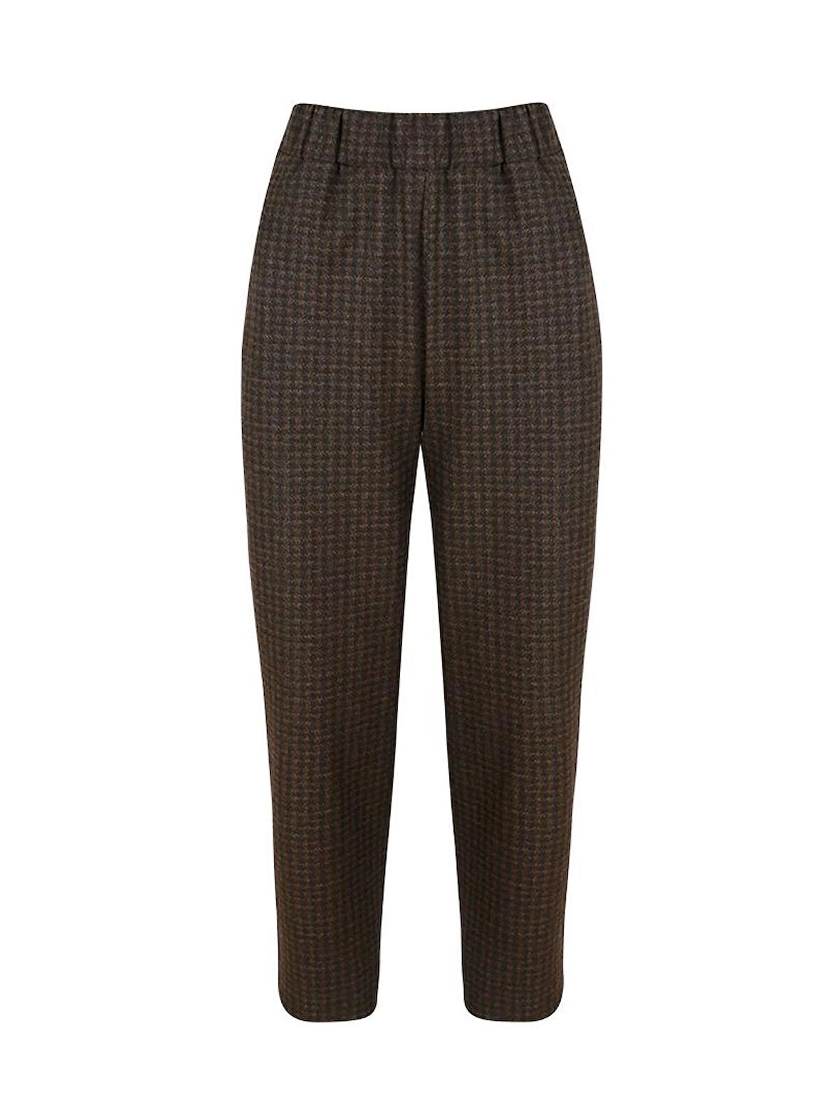 Beli Lastikli Cigarette Pantolon - Kahve